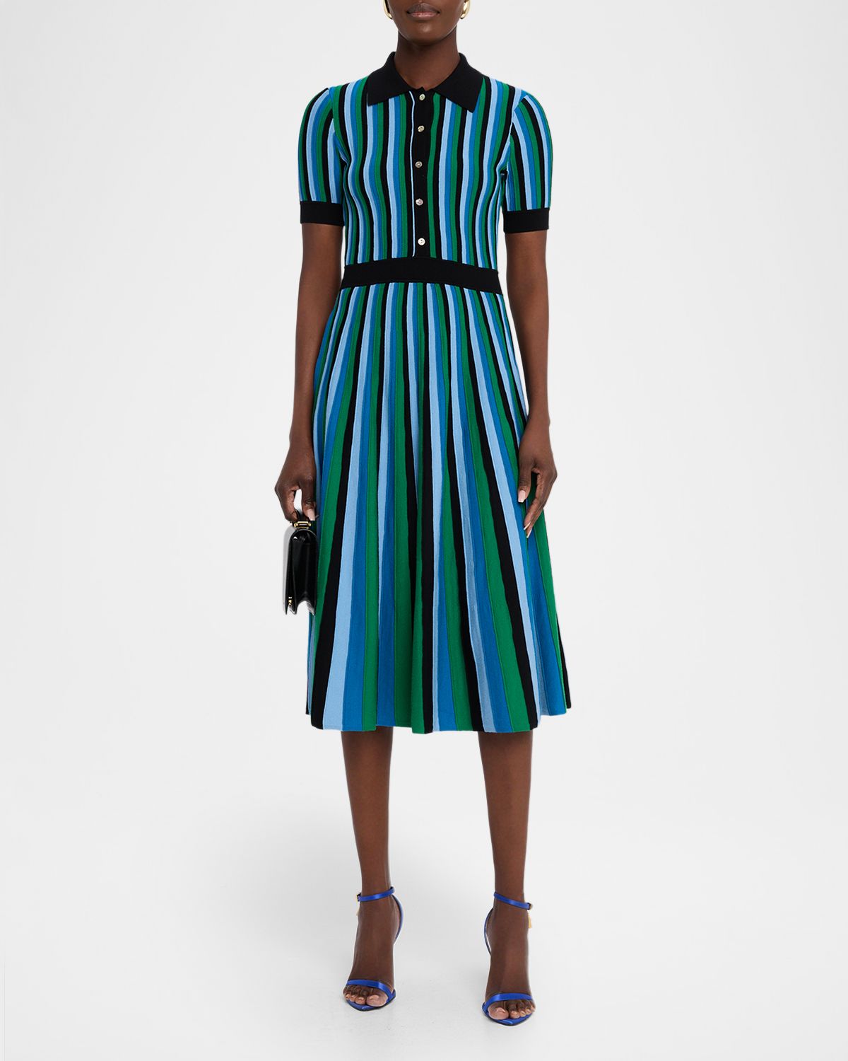 Elie Tahari The Ana Striped Knit Midi Dress