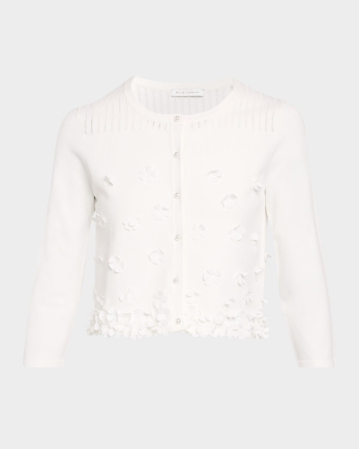Elie Tahari The Alana Floral Applique Knit Cardigan