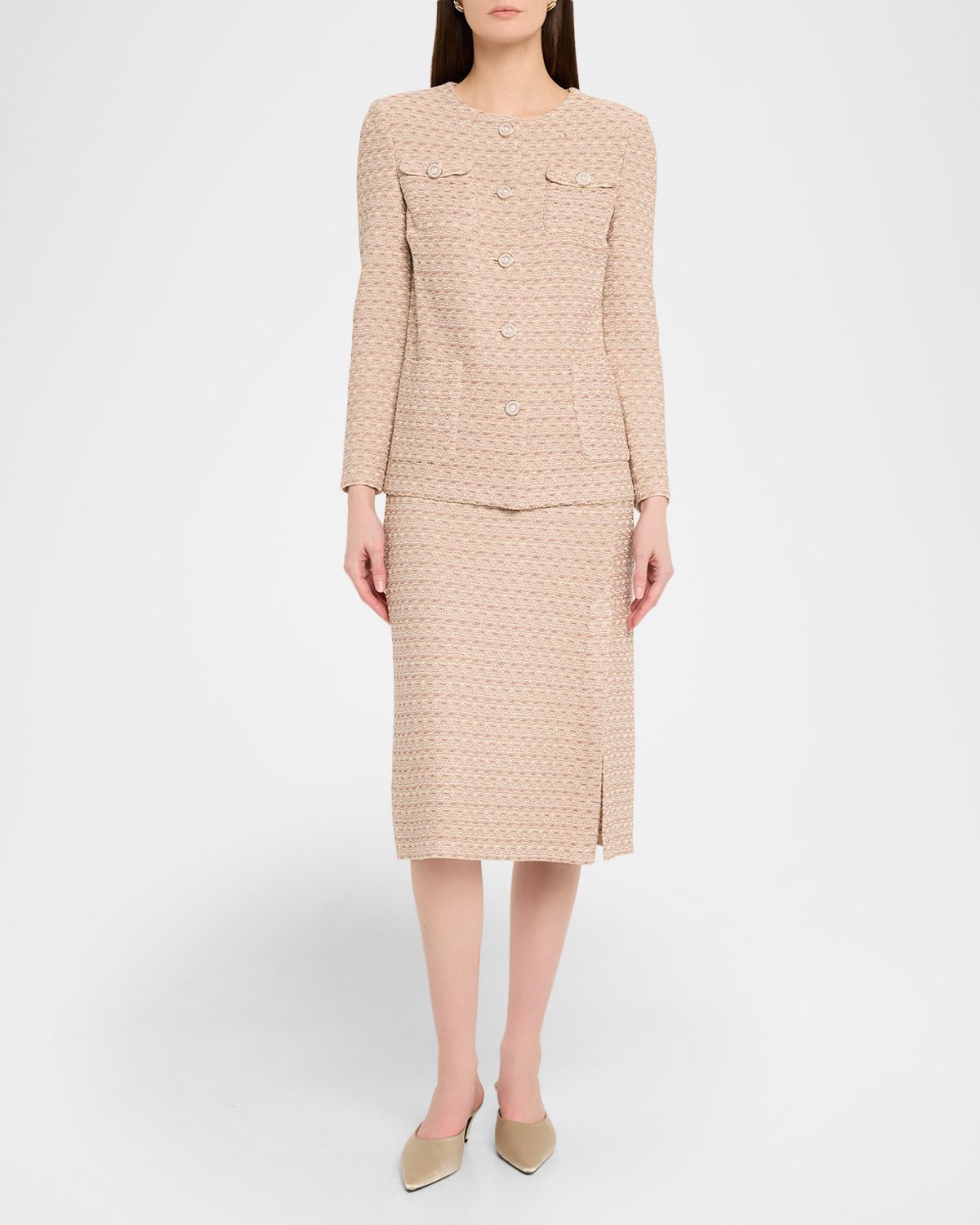 Misook Tonal Tweed Straight Knit Skirt