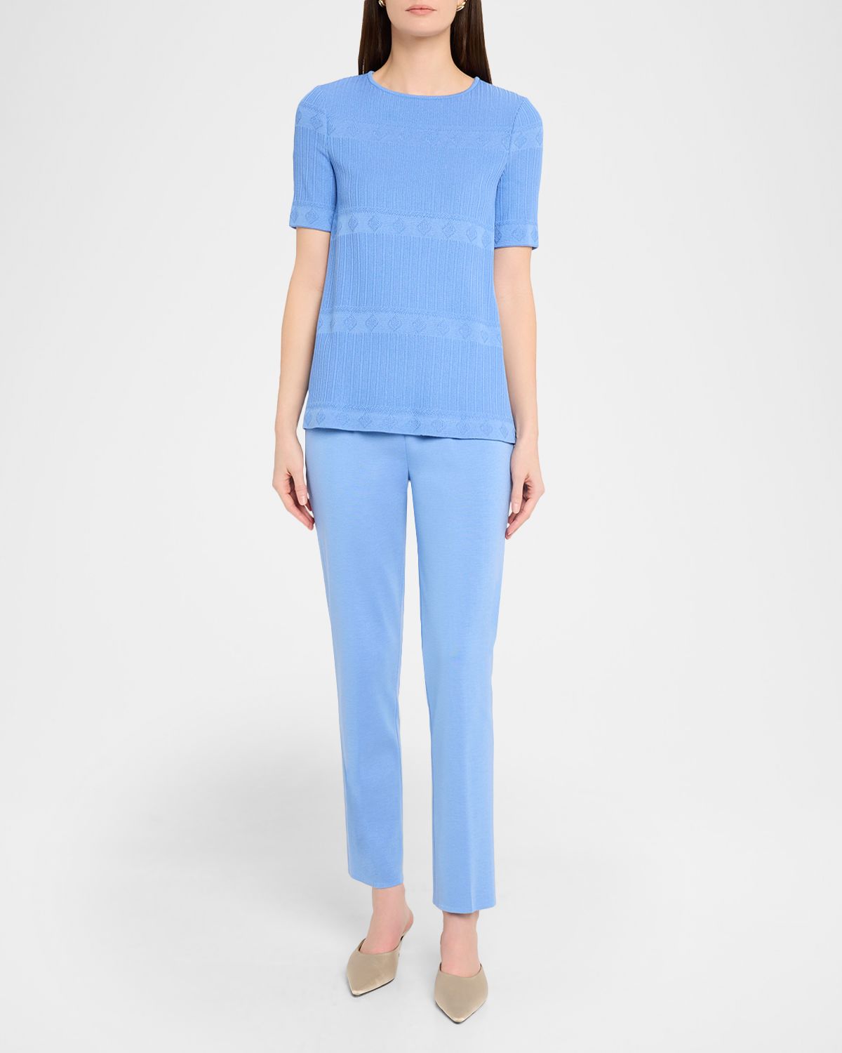 Misook Crewneck Geometric-Knit Tunic