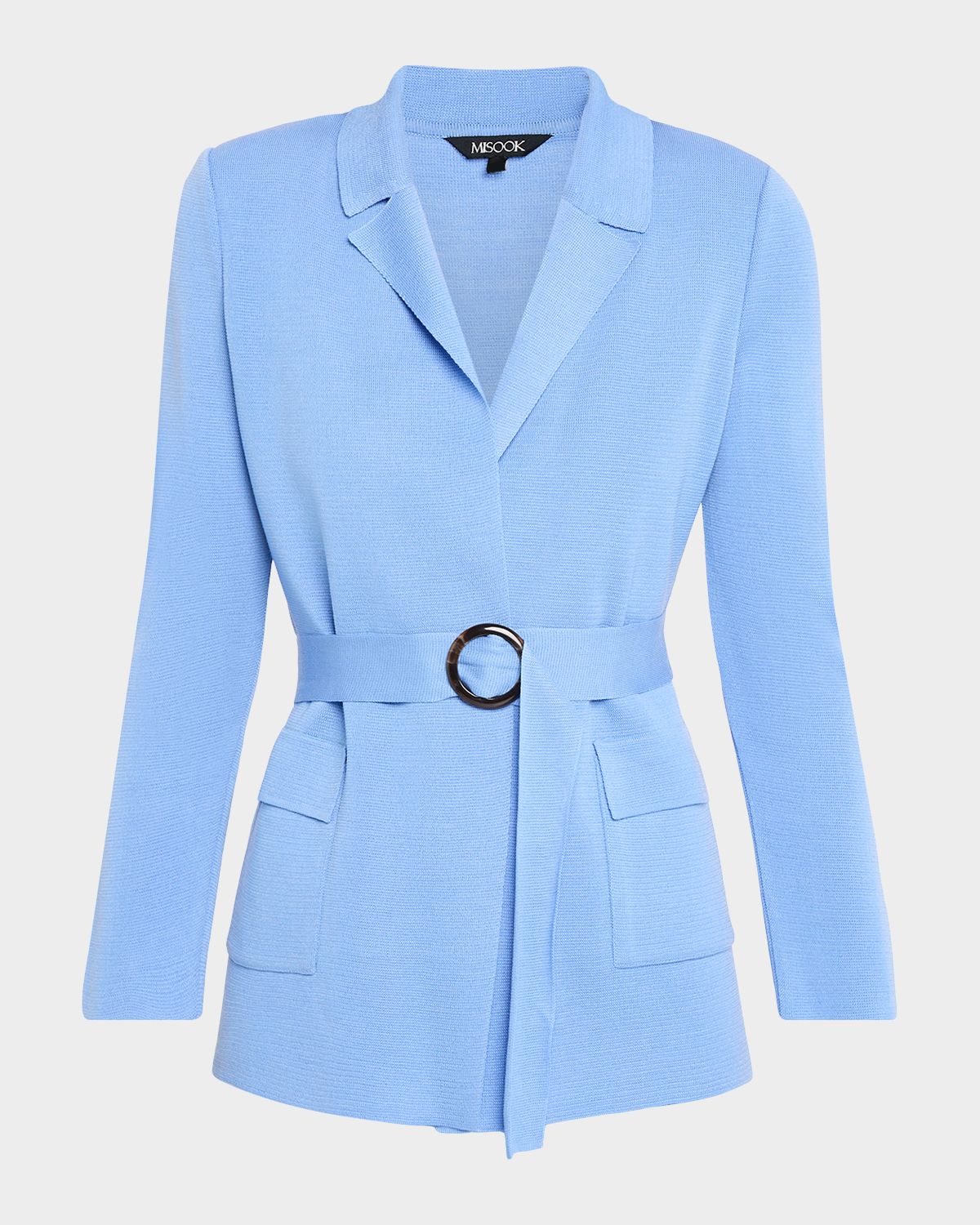 Misook Belted Wrap-Front Knit Jacket