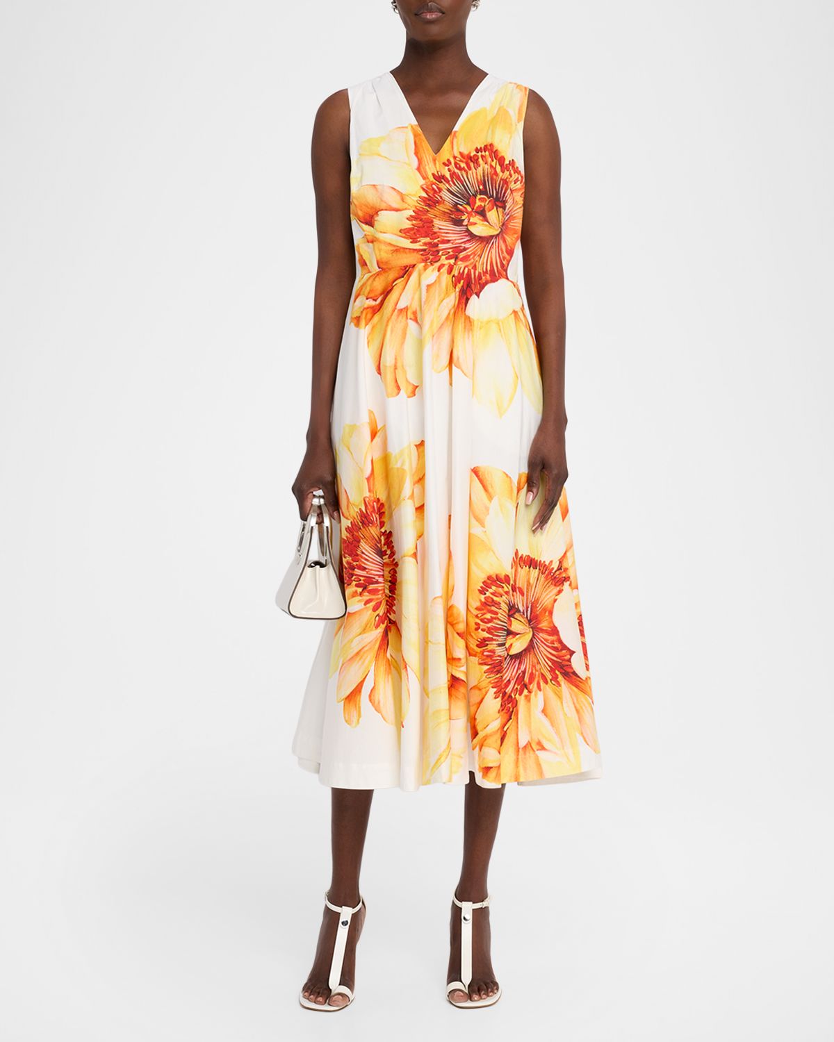 Elie Tahari The Ines Floral-Print Cotton Midi Dress