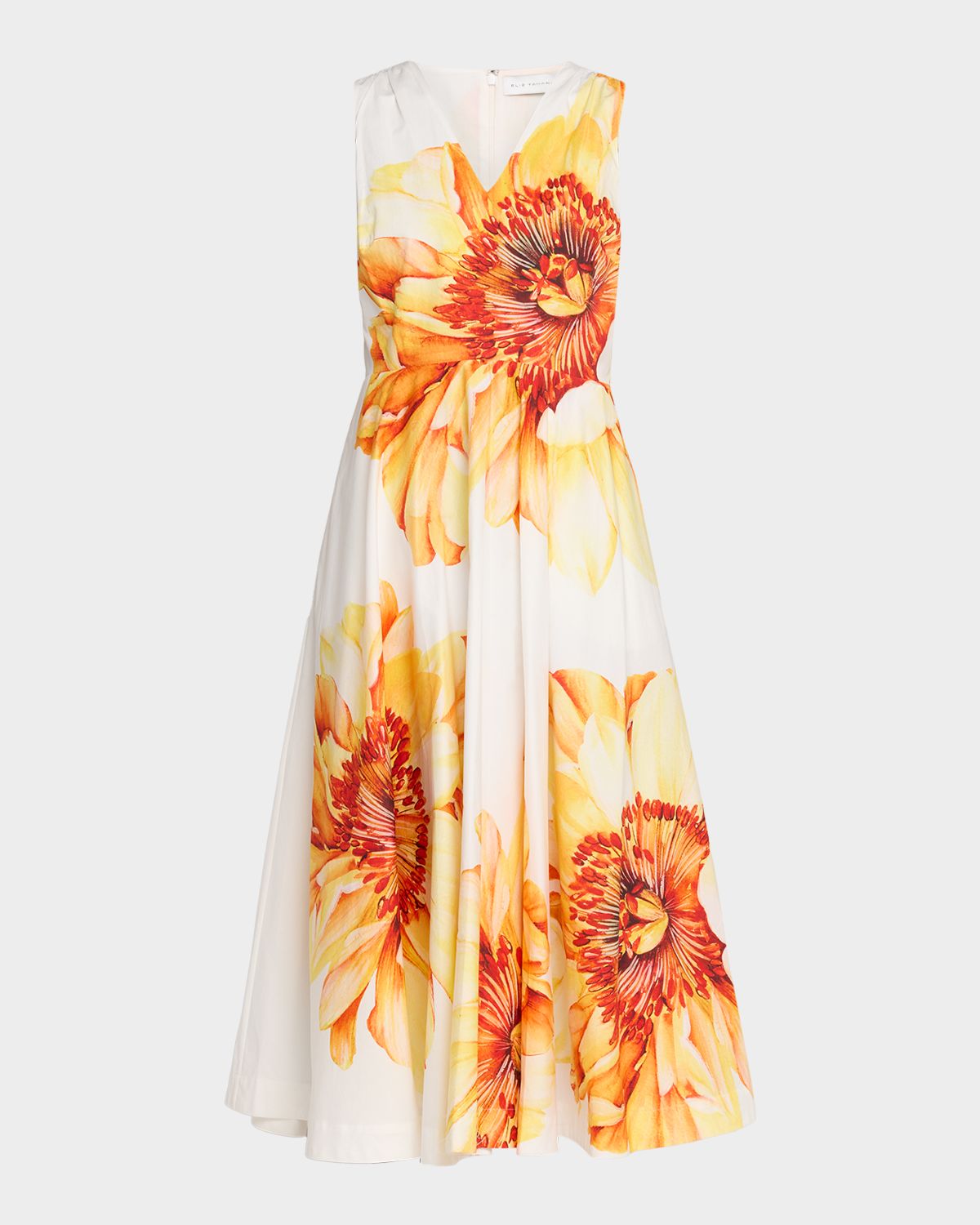 Elie Tahari The Ines Floral-Print Cotton Midi Dress | Thumbnail 6