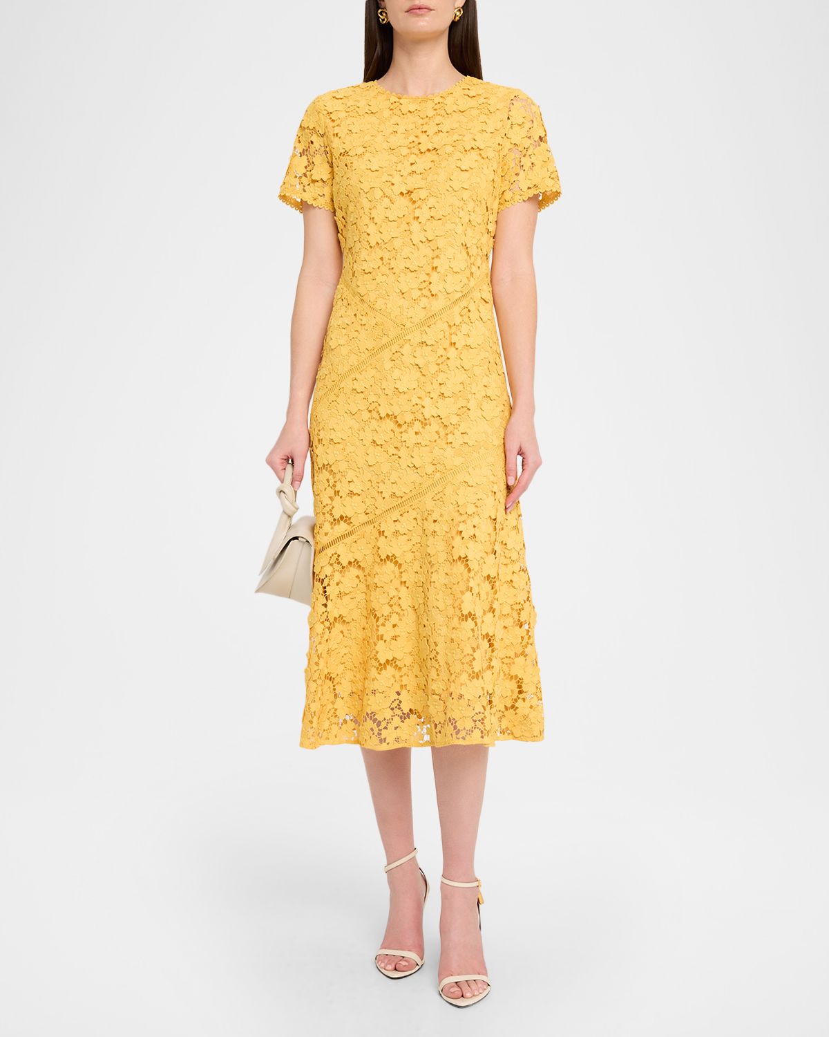Elie Tahari The Marci Scalloped Floral Lace Midi Dress
