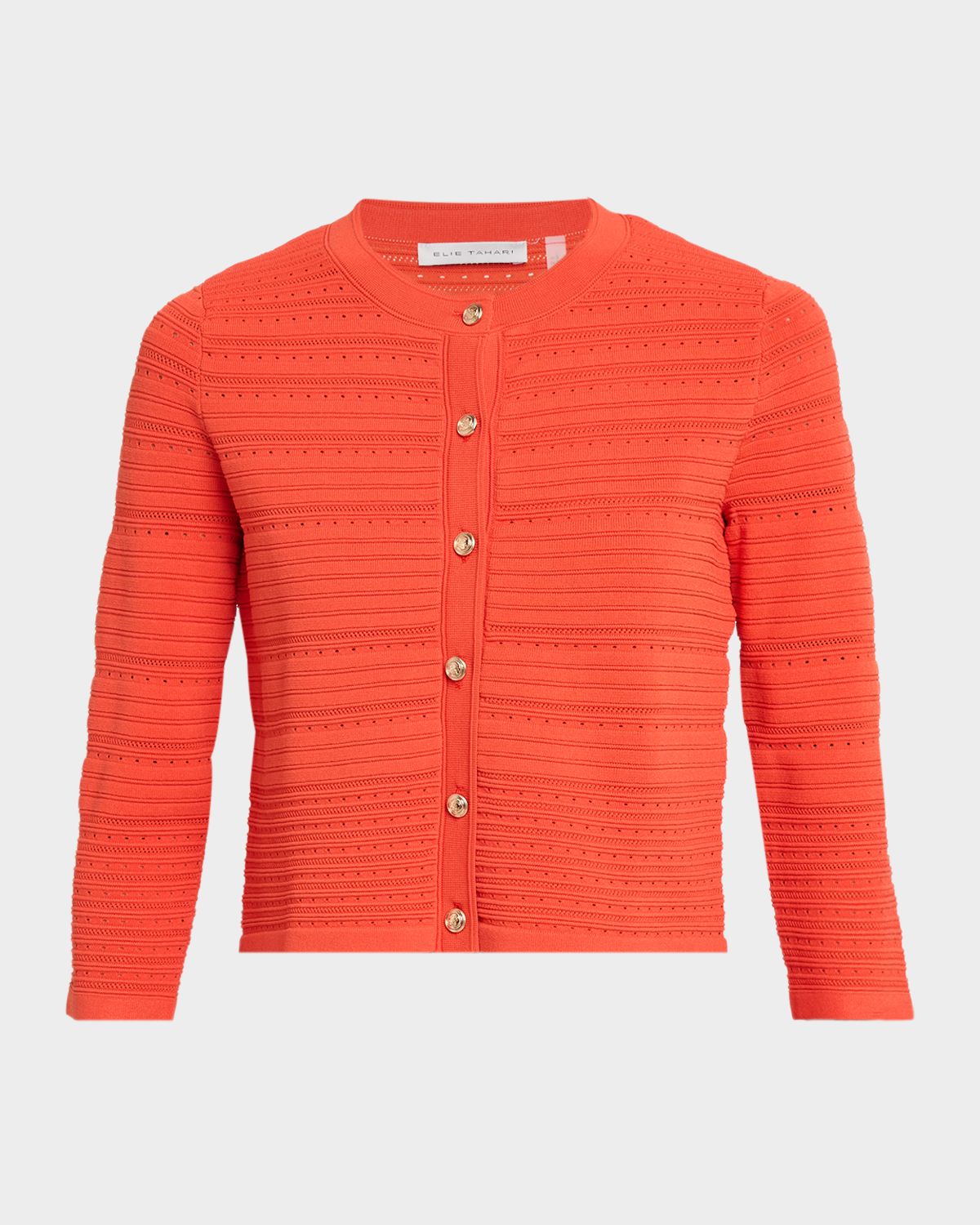 Elie Tahari The Alessandra Pointelle Rib Knit Cardigan