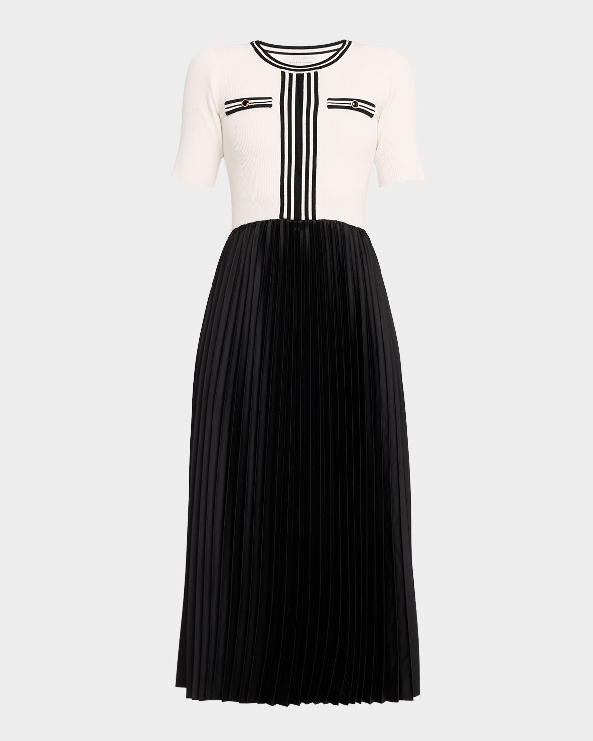 Elie Tahari Mave Pleated Rib Knit Midi Dress