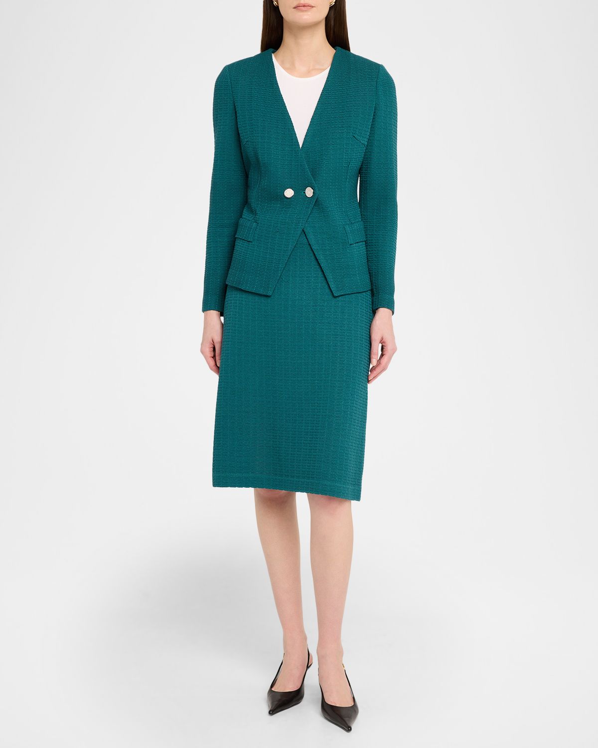 Misook Straight Textured Knit Skirt