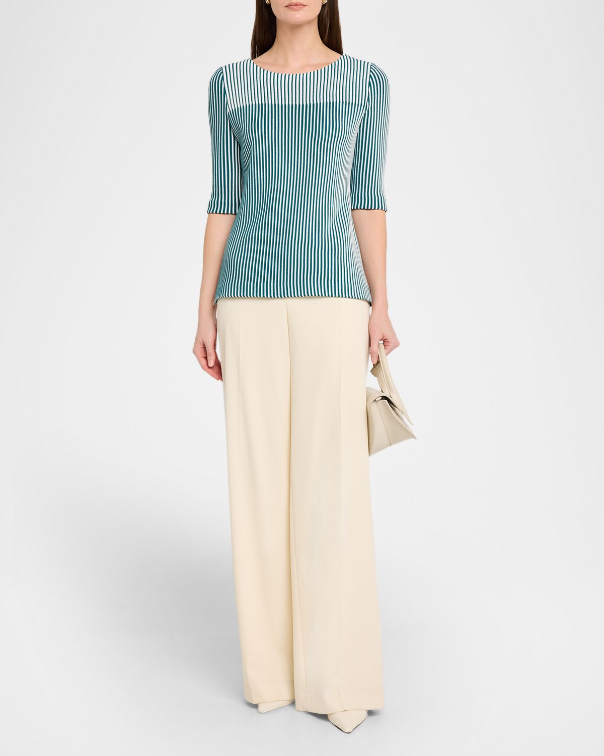 Misook Two-Tone Striped Knit Tunic