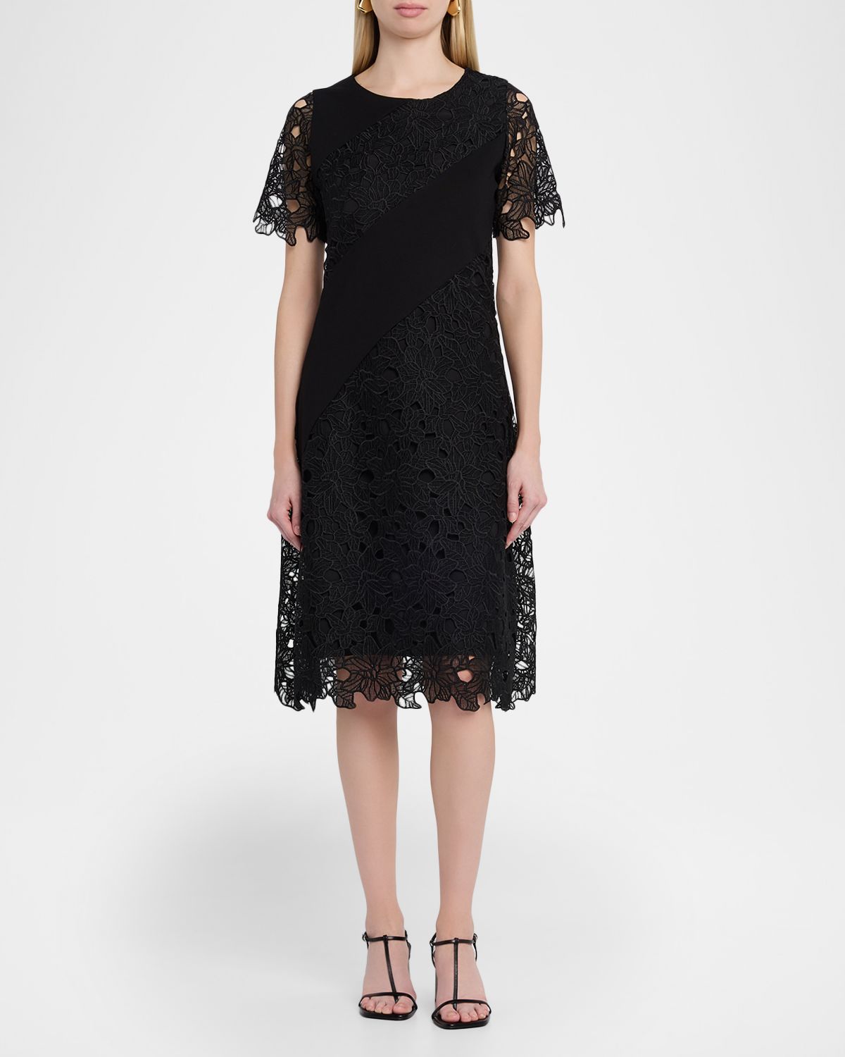 Misook A-Line Floral Lace Midi Dress