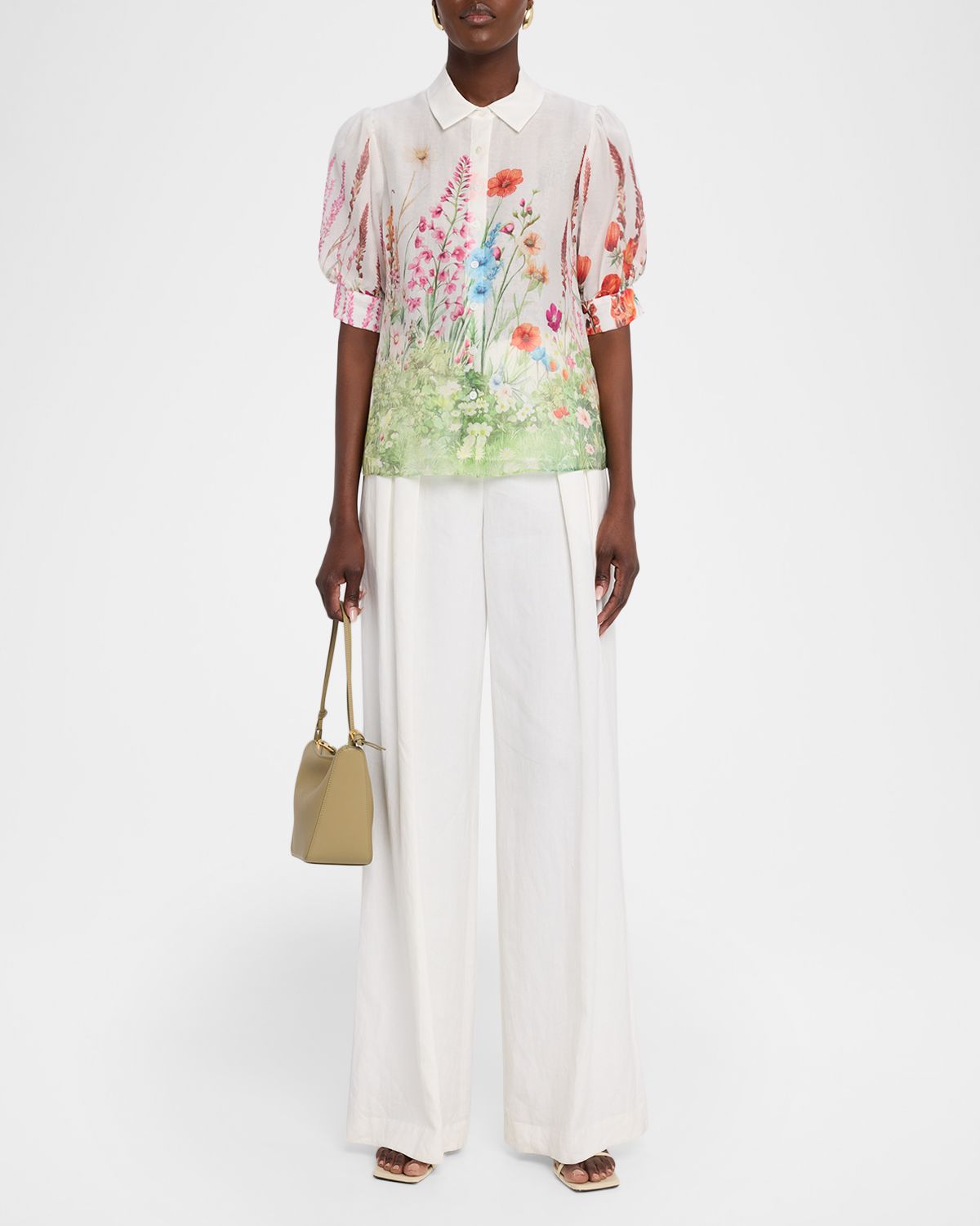 Elie Tahari Lilla Sheer Floral-Print Blouse
