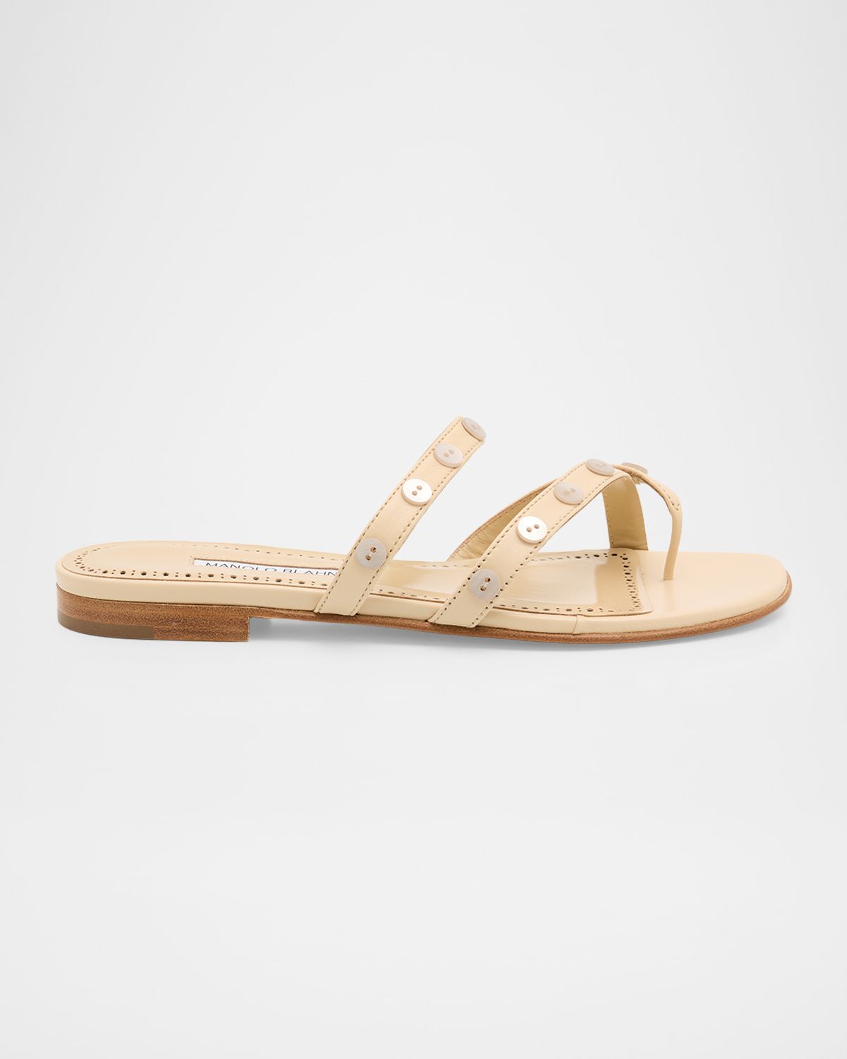 Manolo Blahnik Irafli Leather Thong Sandals