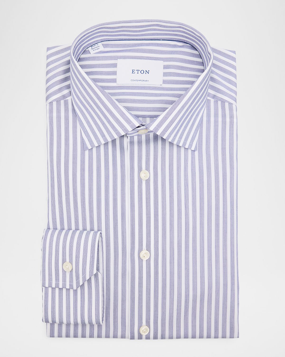 Eton Men 's Contemporary Fit Stripe Twill Dress Shirt