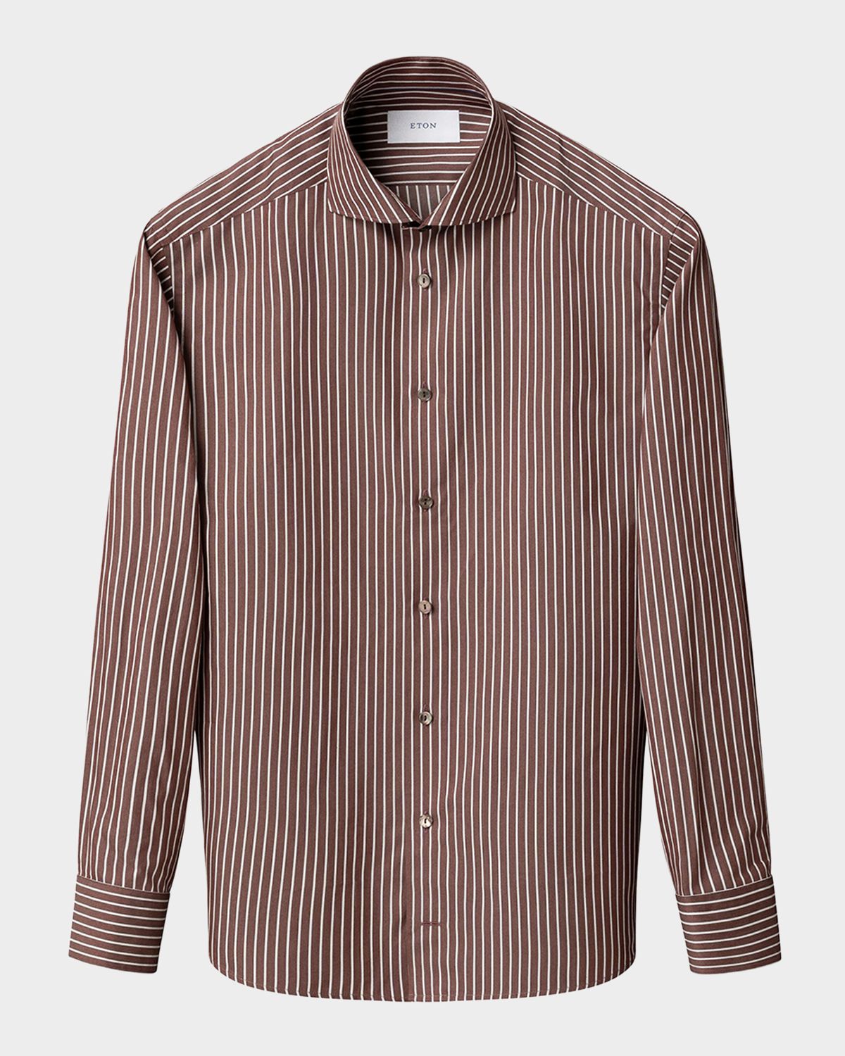 Eton Men 's Slim Fit Stripe Cotton and Silk Dress Shirt