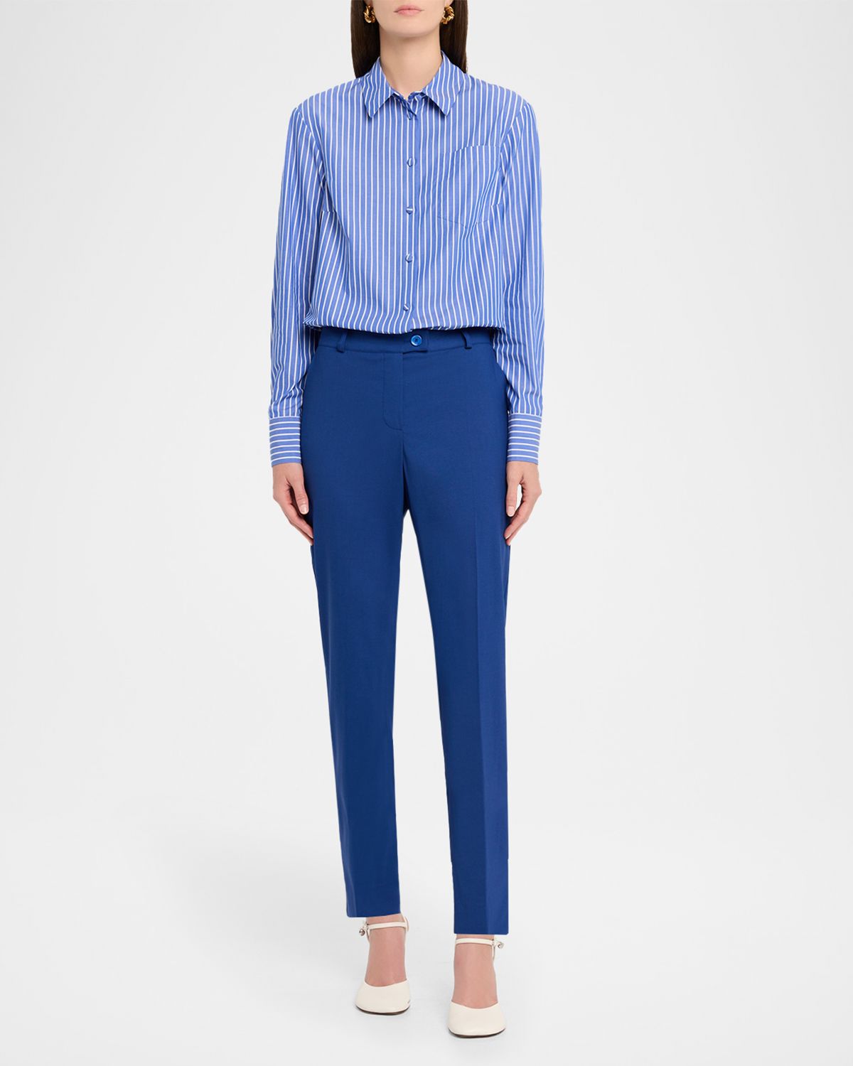 Maison Common Striped Cotton Poplin Button-Down Shirt