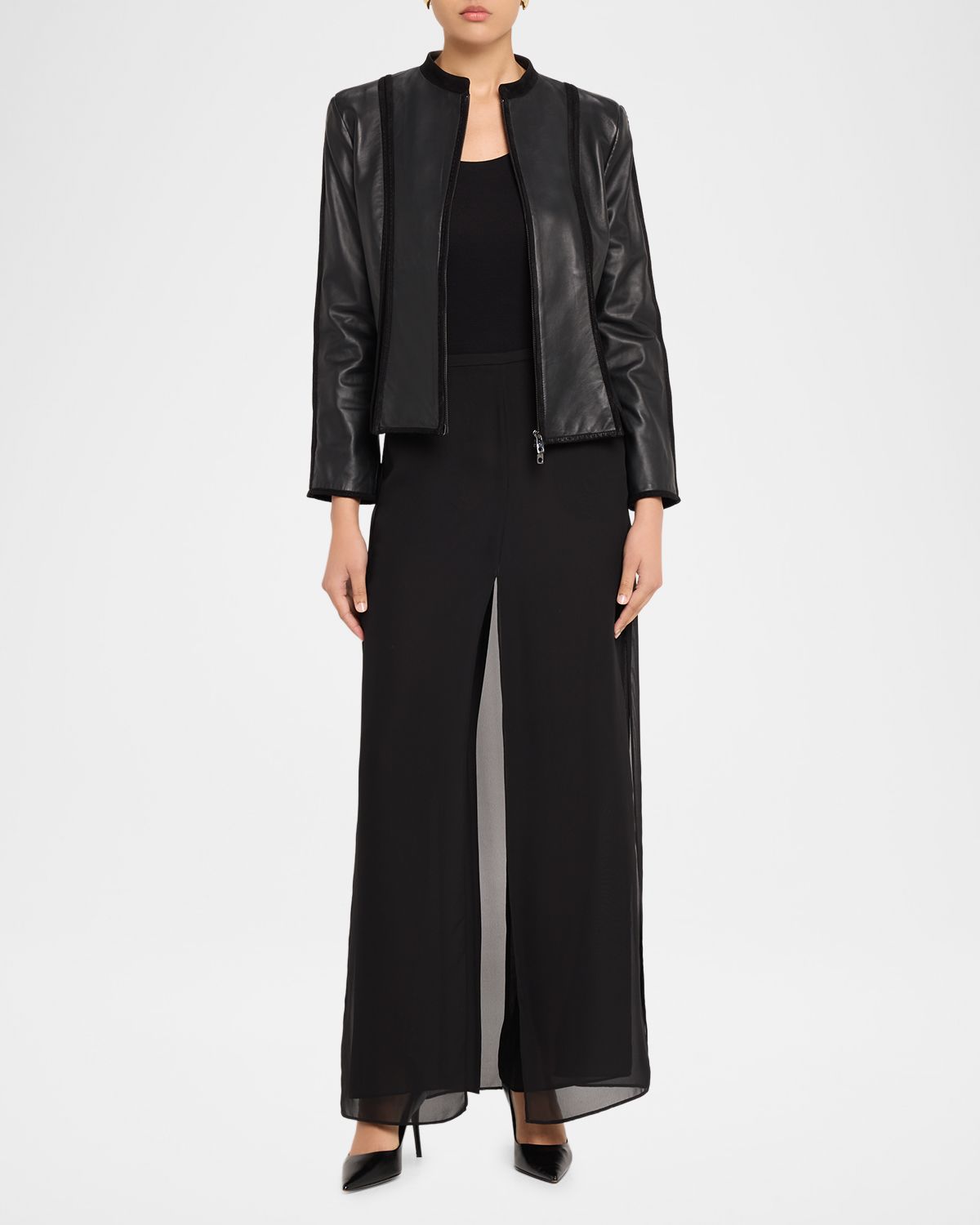 Emporio Armani Seamed Leather Jacket