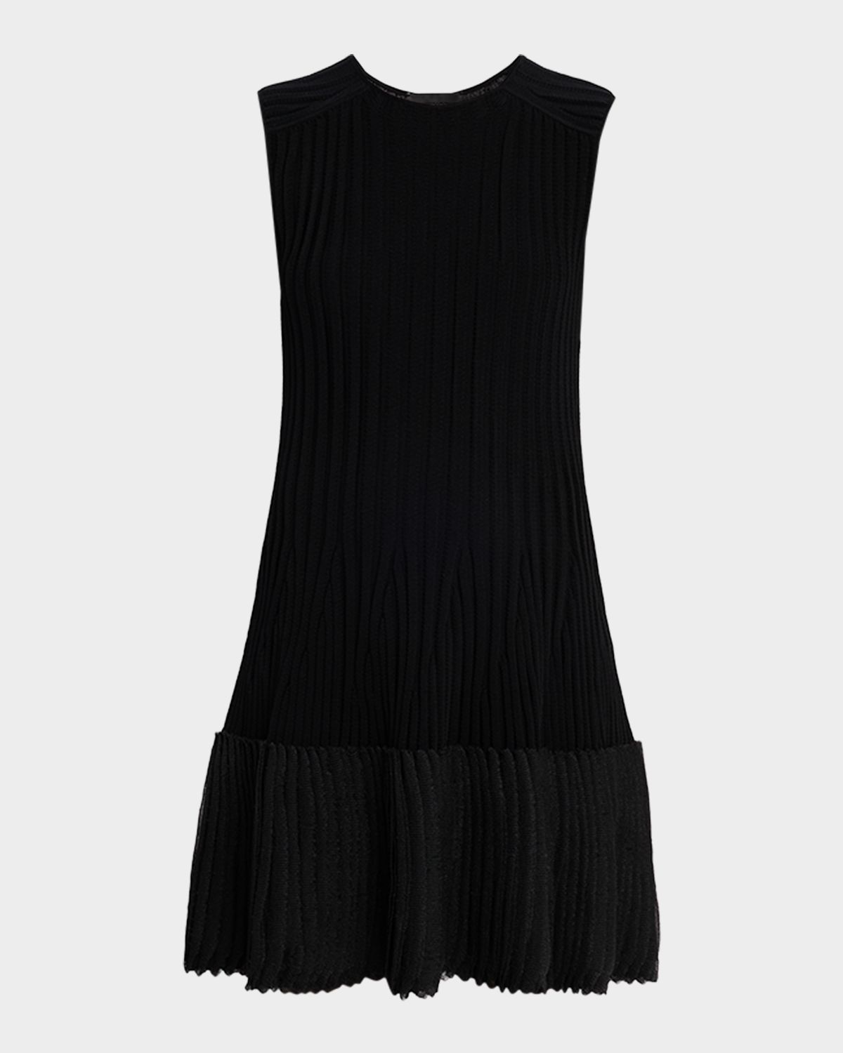 Emporio Armani Rib Knit Flounce-Hem Mini Dress