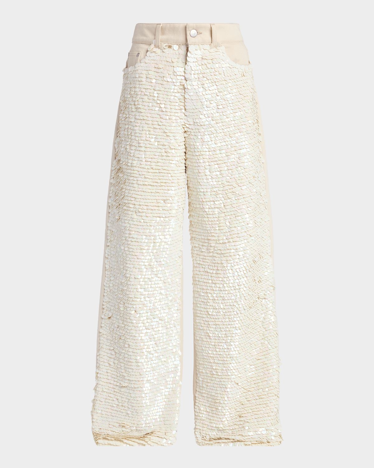 Stella McCartney Opalescence Sequined Straight-Leg Boyfriend Jeans