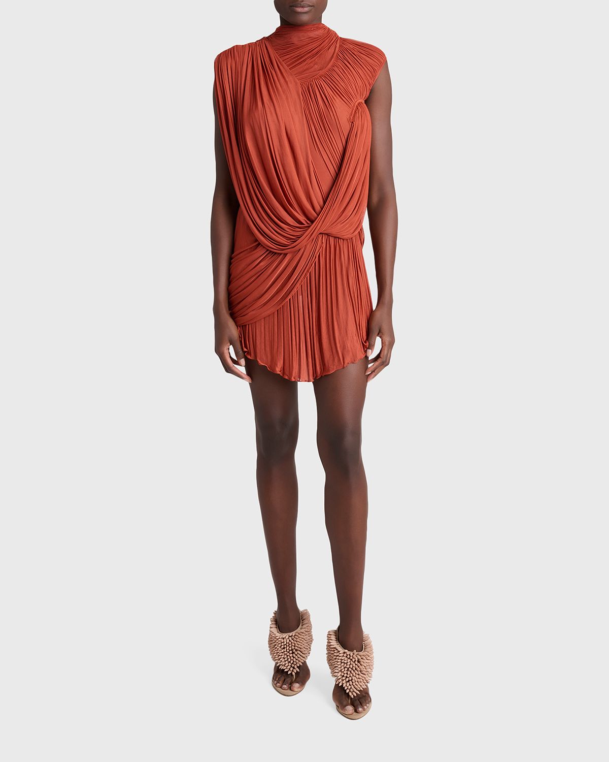 Balmain Draped Jersey Backless Mini Dress