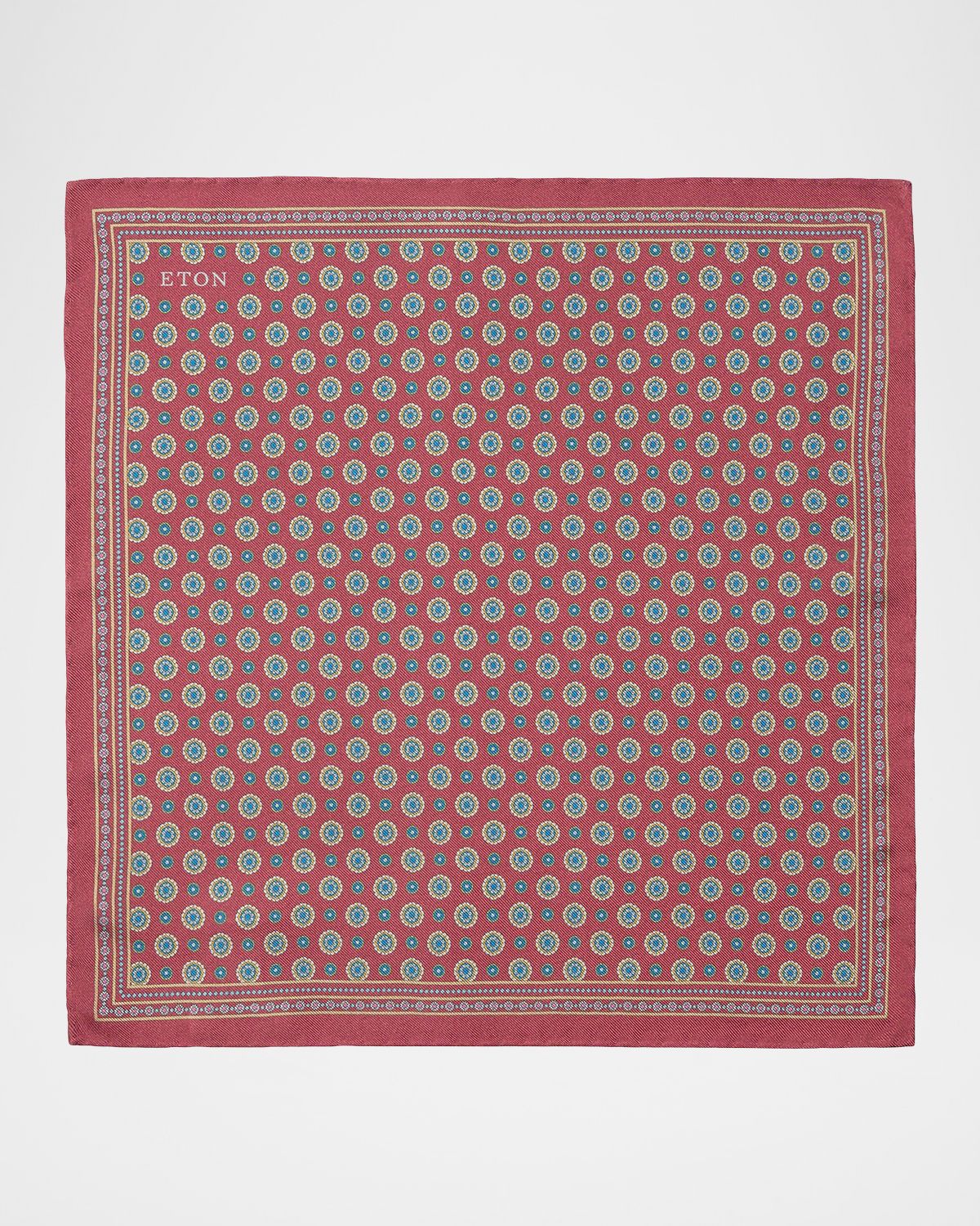 Eton Men 's Circle Medallion Silk Pocket Square