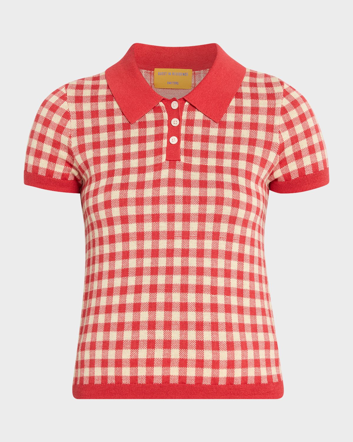 Guest in Residence Gingham Shrunken Silk-Linen Polo | Thumbnail 6