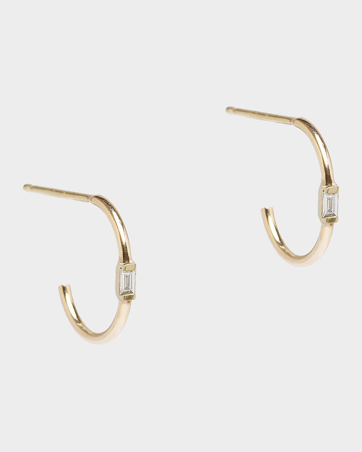 Zoe Chicco 14K Yellow Gold Diamond Baguette Hoop Earrings