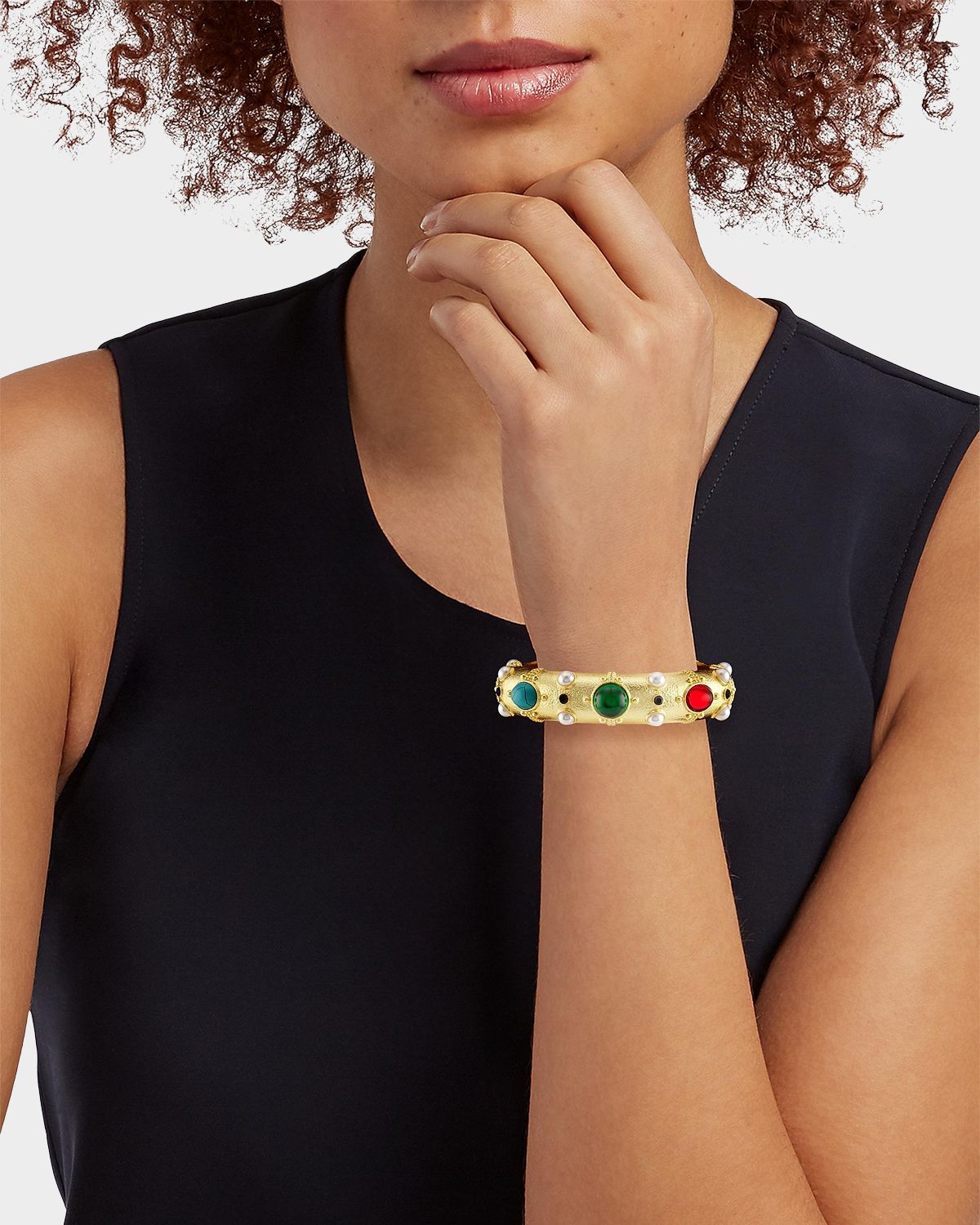 Kenneth Jay Lane 18K-Gold-Plated & Imitation Gemstone Bangle