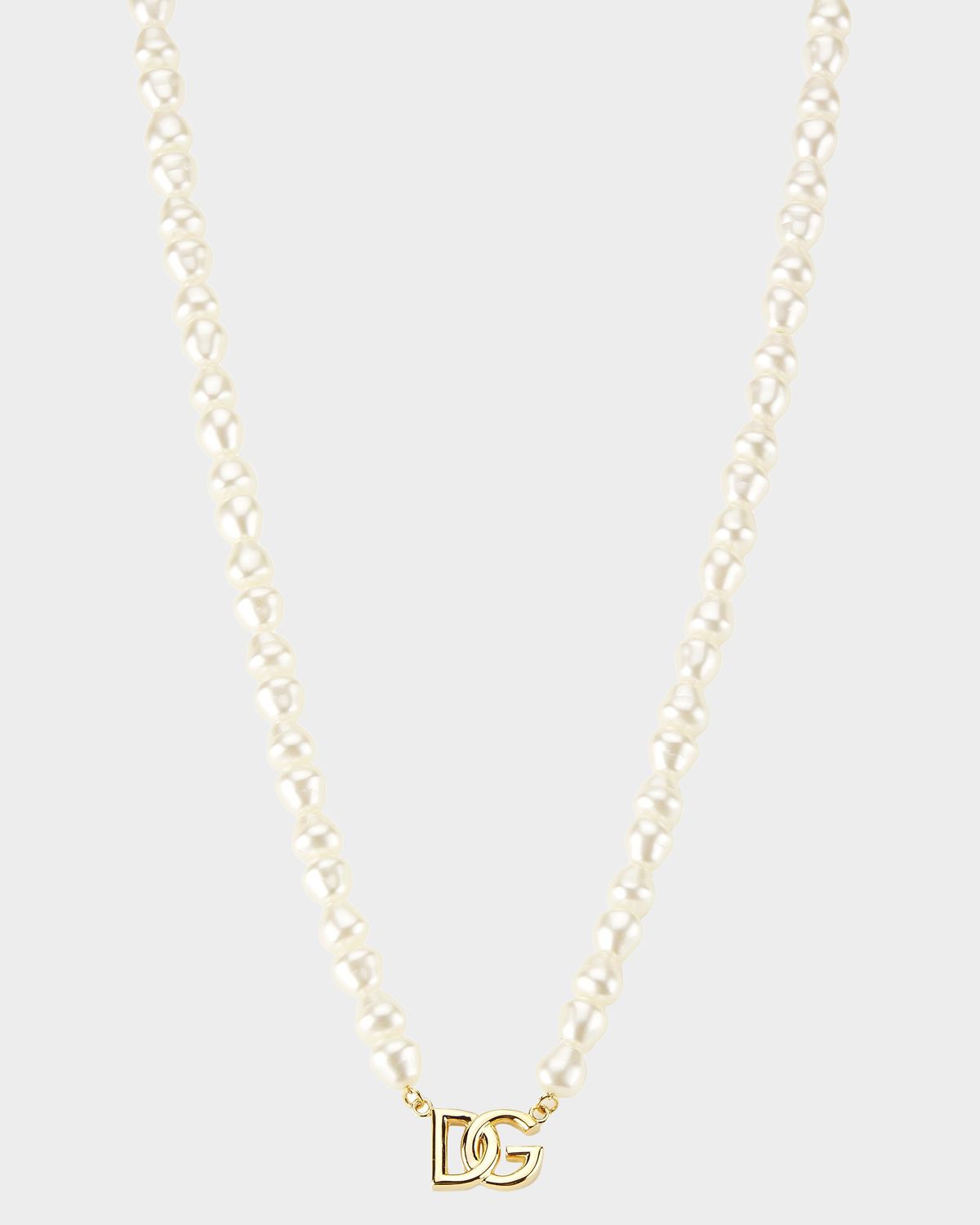Dolce & Gabbana Goldtone & Imitation Pearl Monogram Pendant Necklace