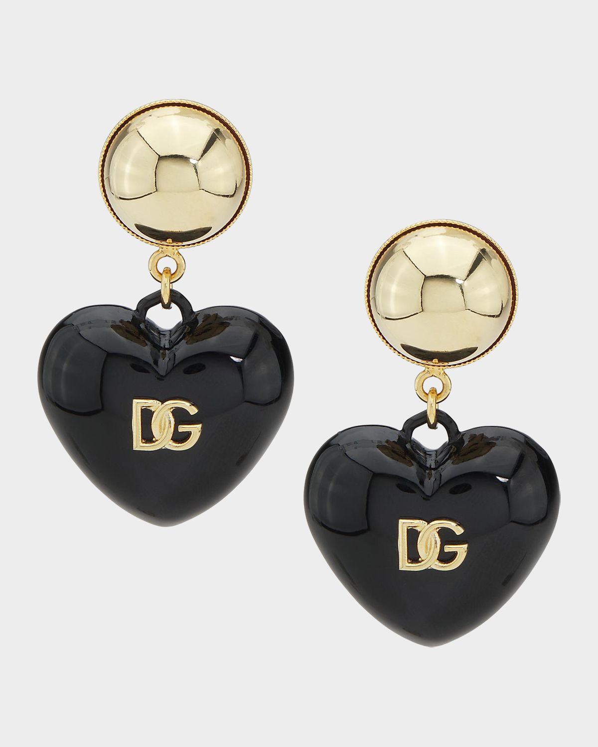 Dolce & Gabbana Black Heart DG Drop Earrings