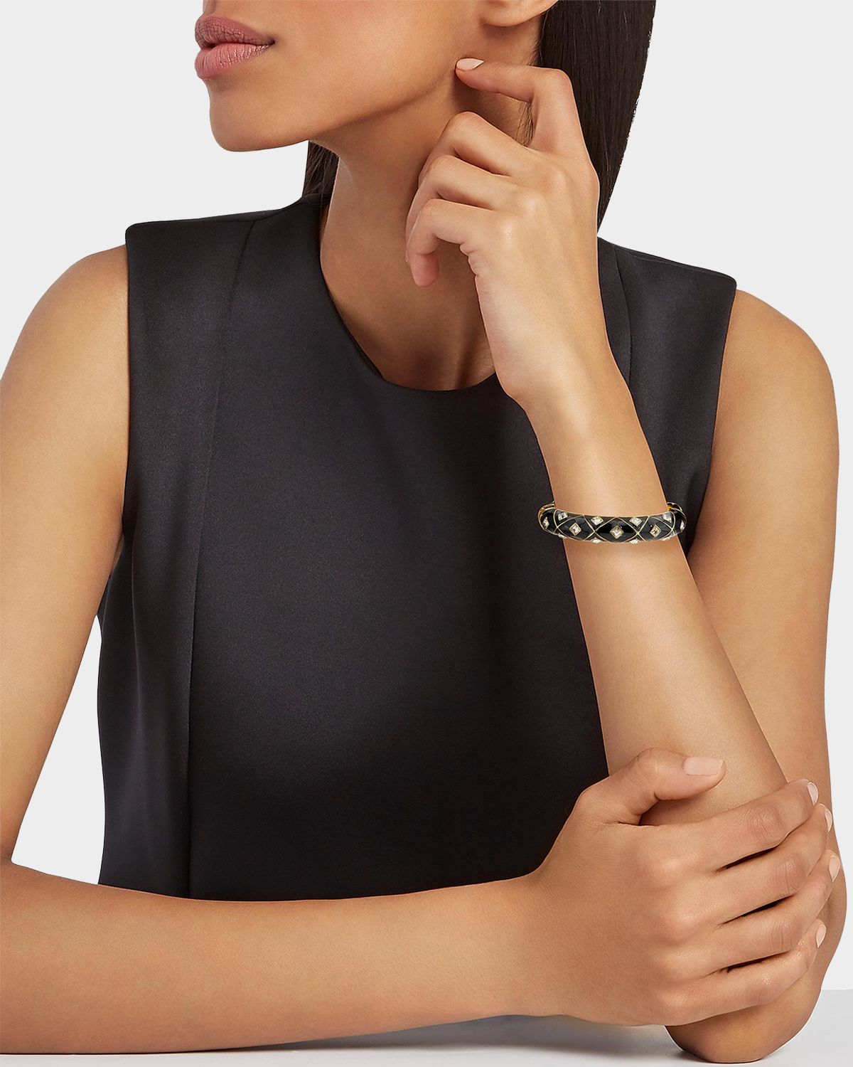 Kenneth Jay Lane 22K-Gold-Plated, Enamel & Glass Crystal Bangle