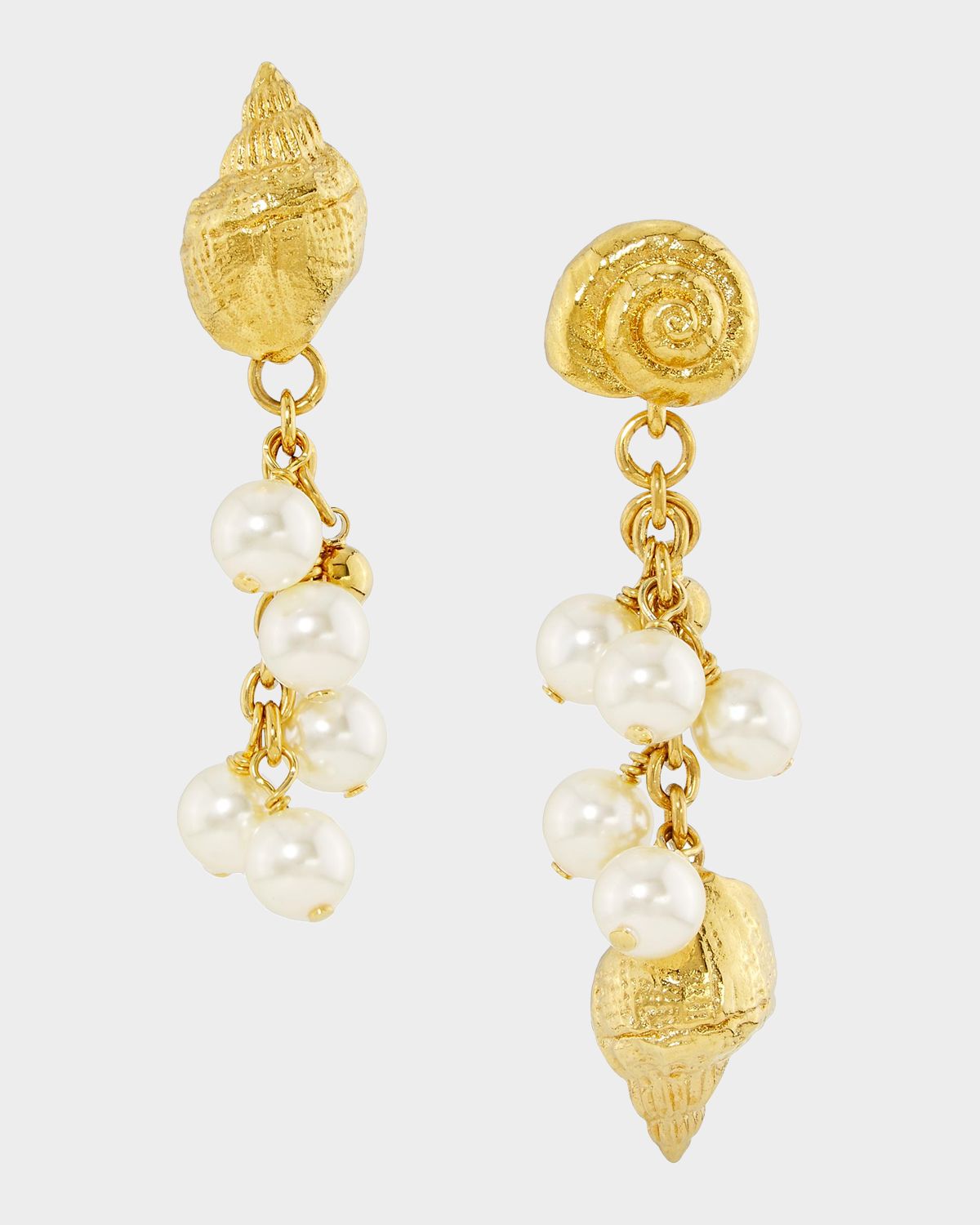 Chloe Goldtone & Imitation Pearl Mismatched Seashell Drop Earrings