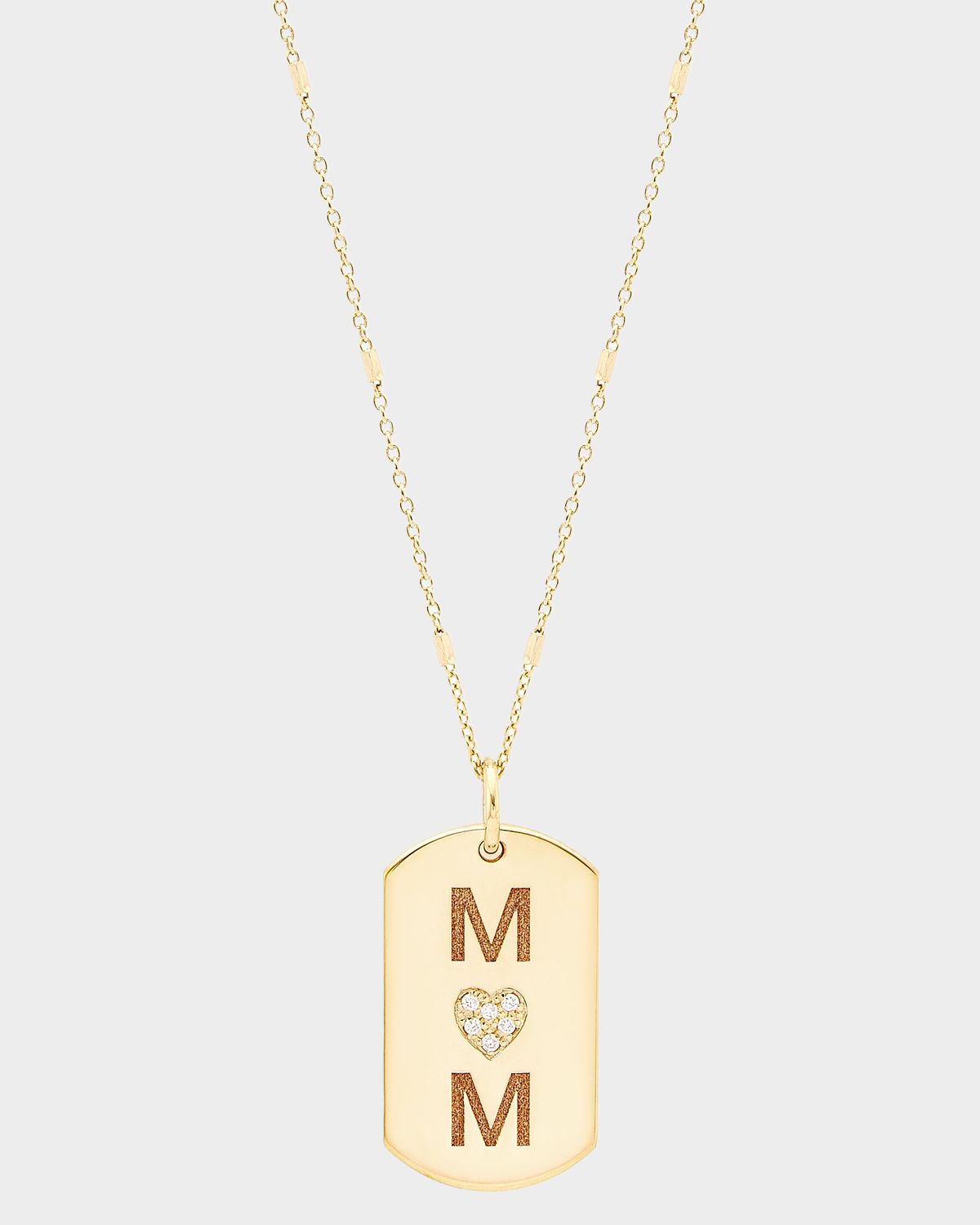 Zoe Chicco 14K Yellow Gold Diamond Mom Dog Tag Necklace