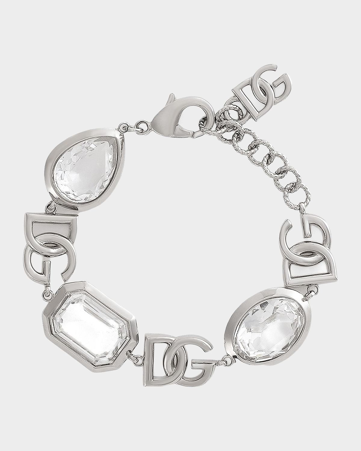 Dolce & Gabbana Silvertone & Crystal Logo Bracelet