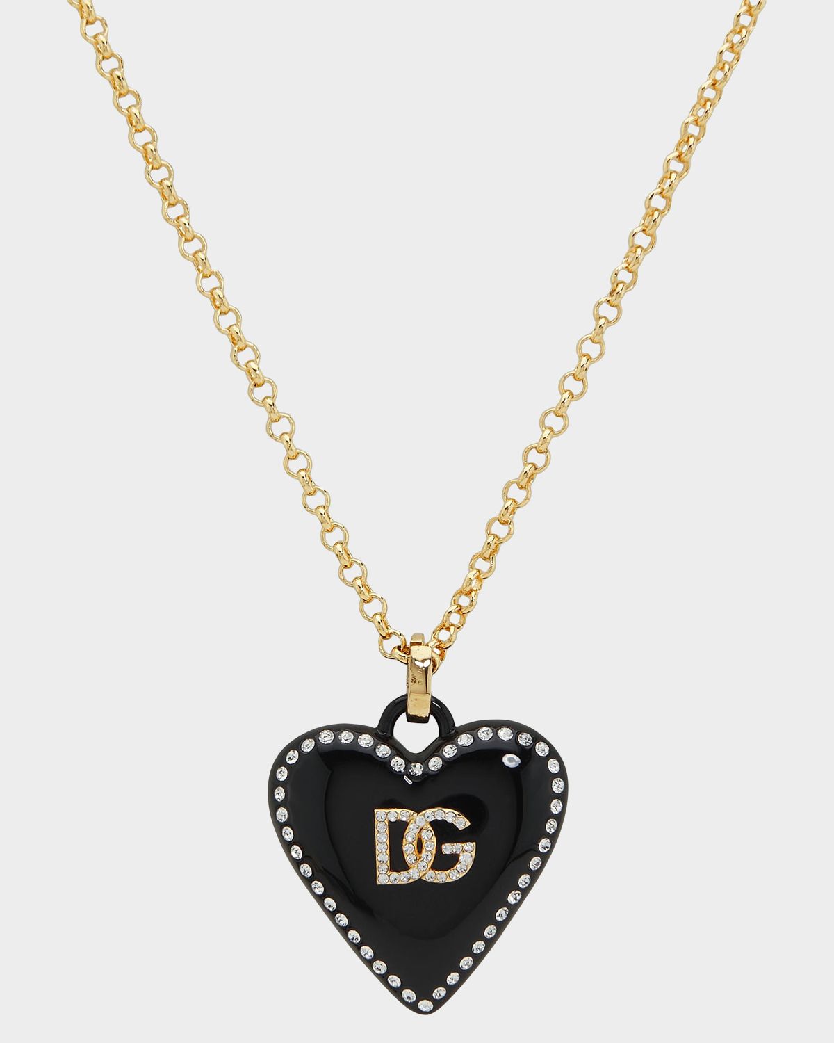Dolce & Gabbana Goldtone & Glass Crystal Monogram Heart Pendant Necklace
