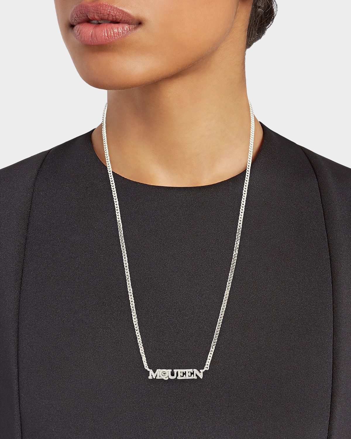 McQueen Crystal Logo Station Necklace