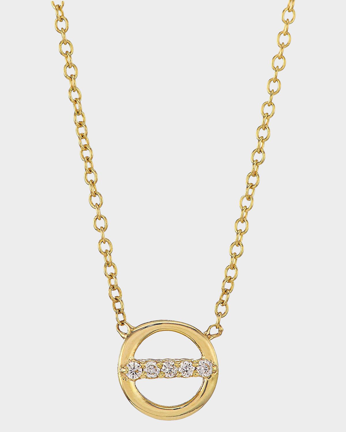 Zoe Chicco 14K Yellow Gold Diamond Bar Circle Pendant Necklace