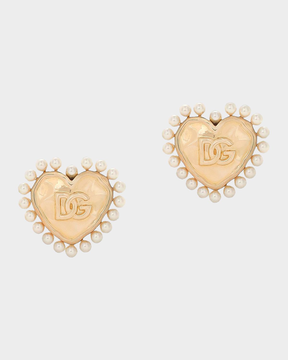 Dolce & Gabbana Goldtone & Imitation Pearl Heart Clip-On Earrings