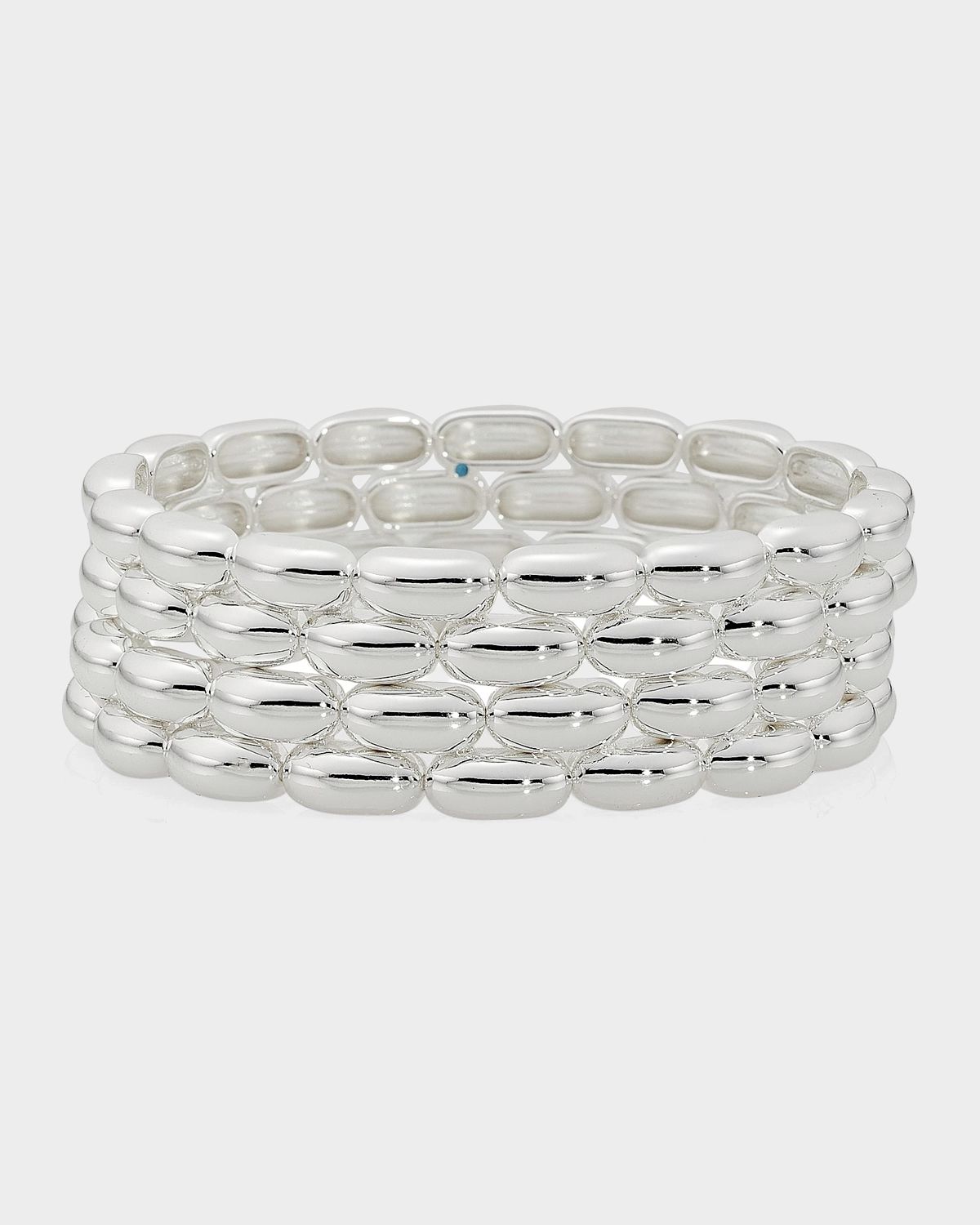 Lee Angel Pillow 2-Piece Silvertone Stretch Bracelet Set