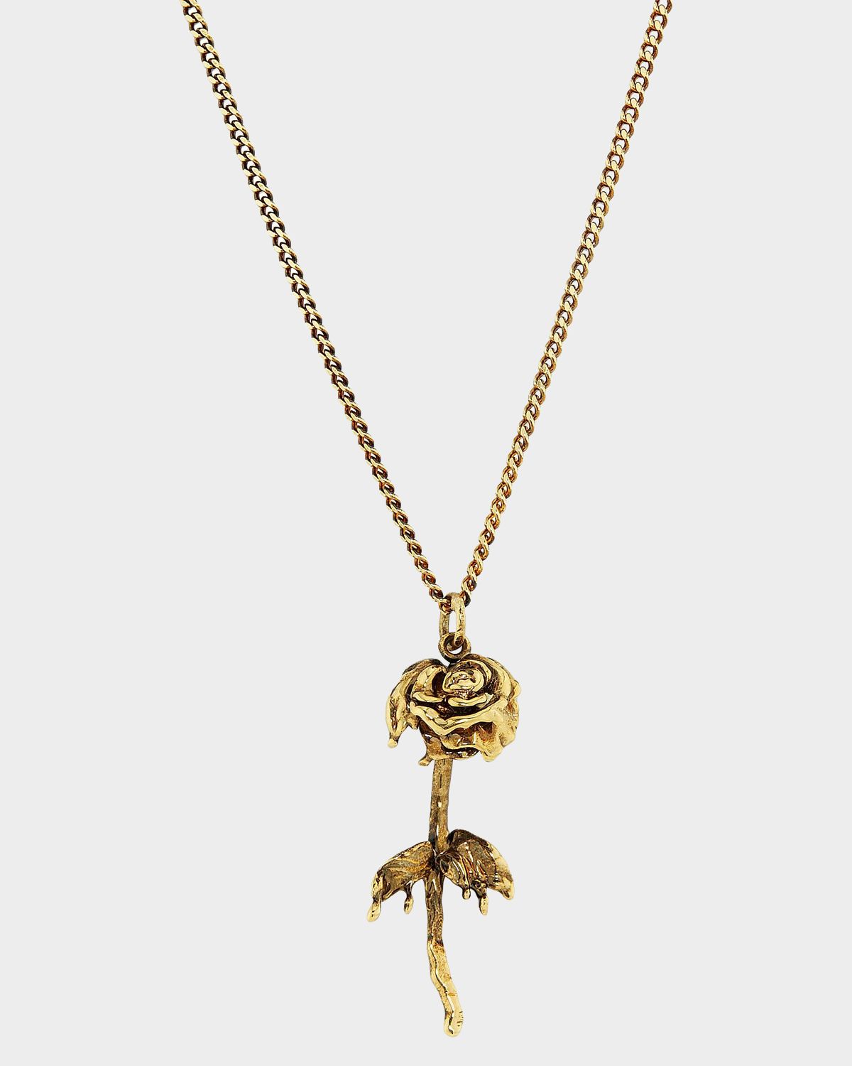McQueen Goldtone Dipped Rose Pendant Necklace