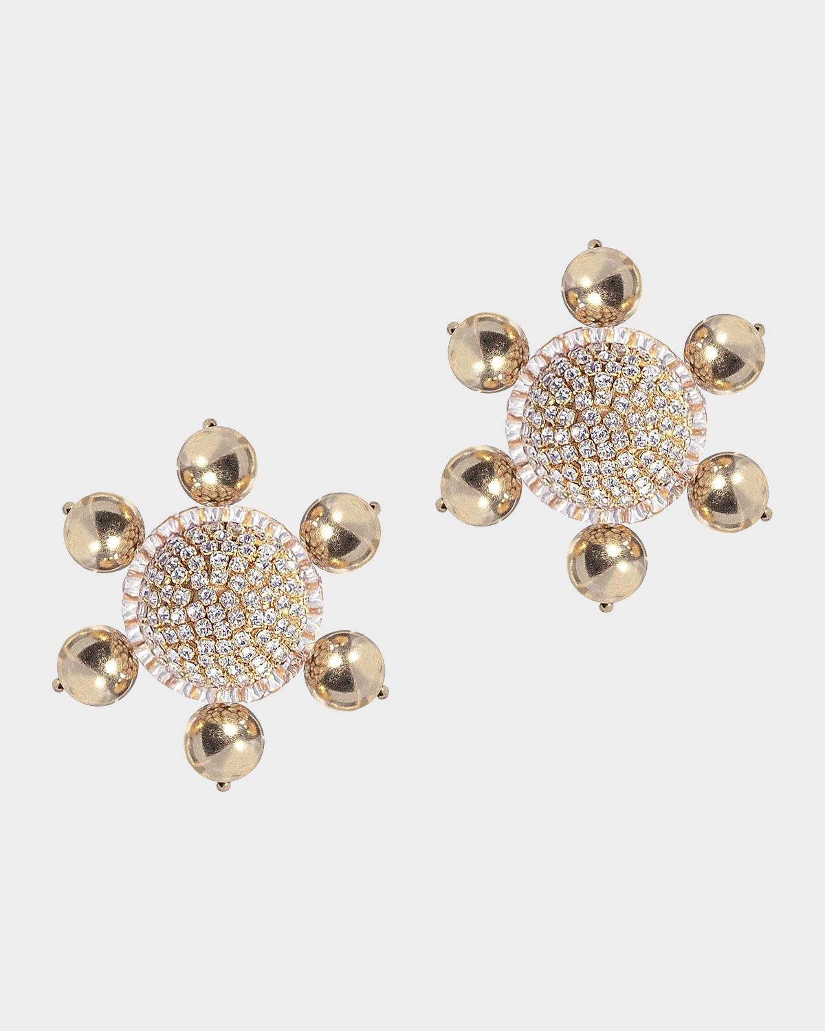 Saule Label Gold-Plated Stainless Steel, Wood, and Rhinestone Jolie Clip-On Earrings