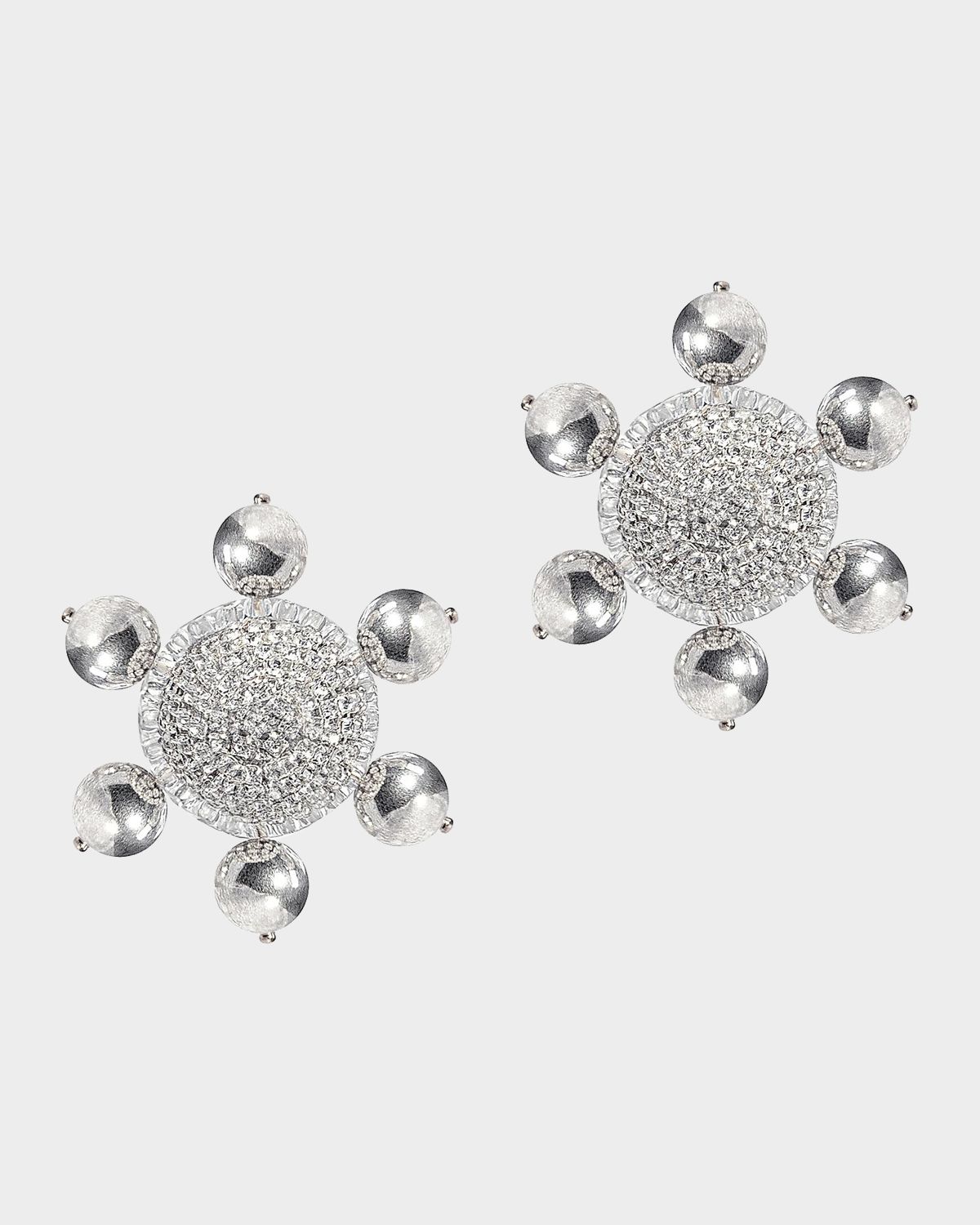 Saule Label Jolie Wood and Rhinestone Clip-On Earrings