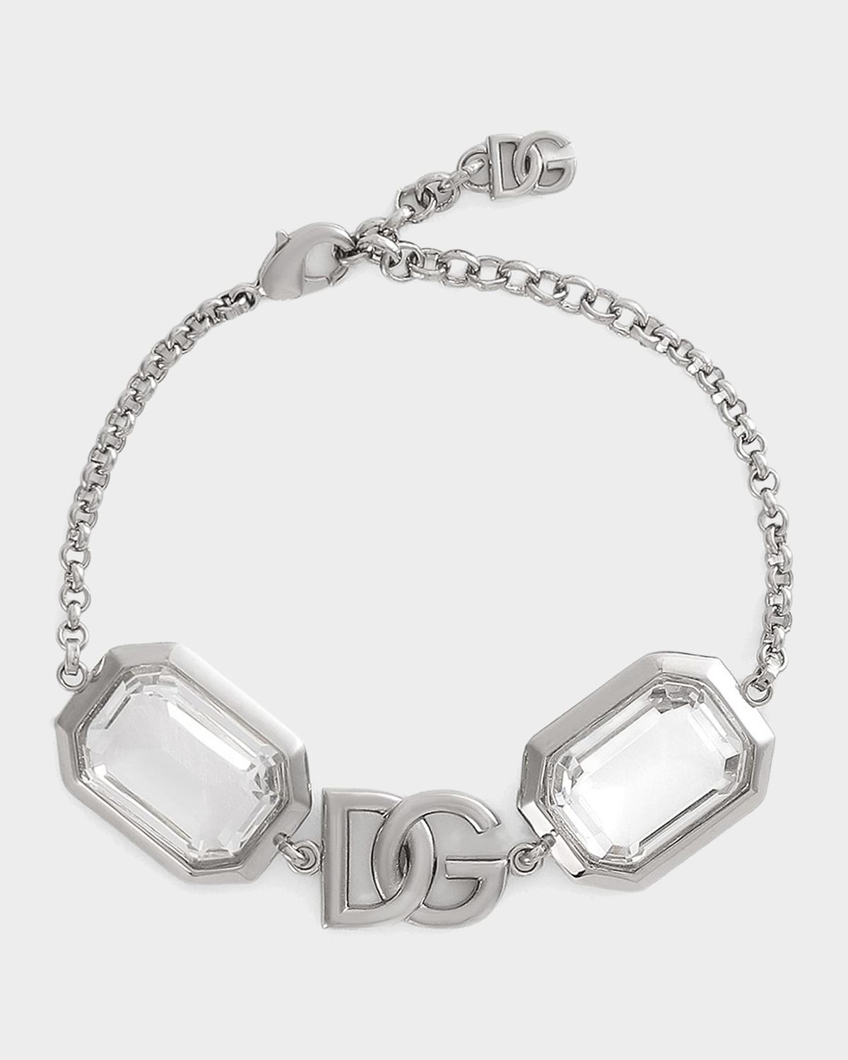 Dolce & Gabbana Silvertone & Crystal Logo Chain Bracelet