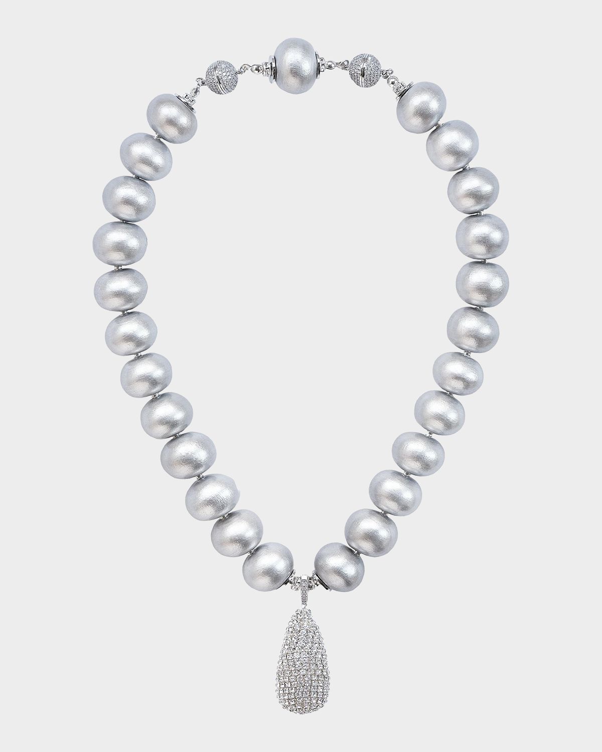 Saule Label Wood and Rhinestone Serafina Necklace with Silver-Plated Hardware