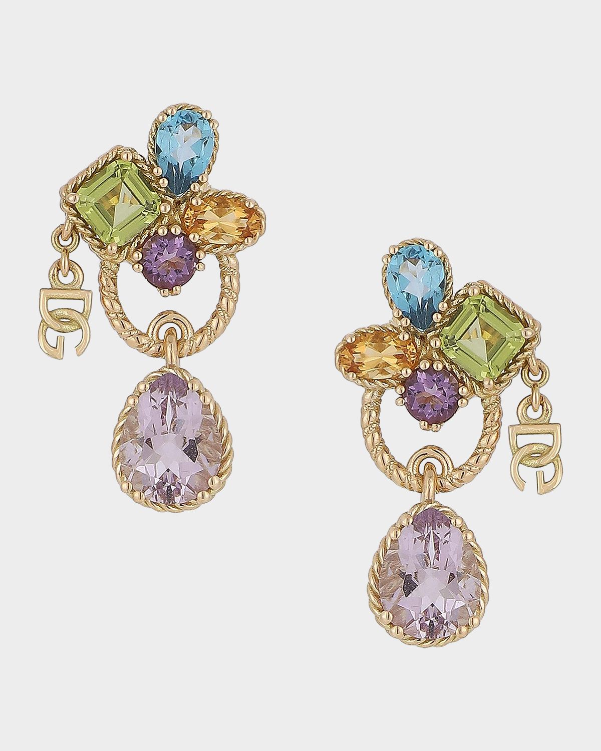 Dolce & Gabbana 18K Yellow Gold & Multi-Stone Drop Earrings