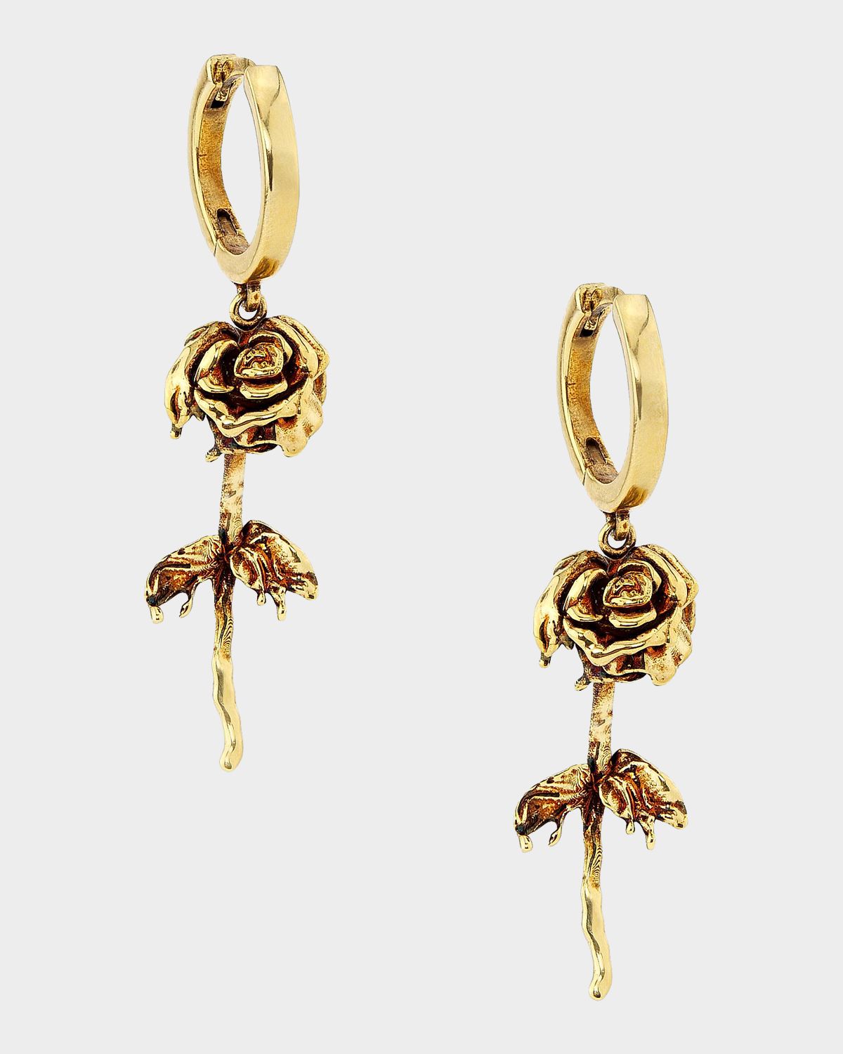 McQueen Goldtone Dipped Rose Drop Earrings