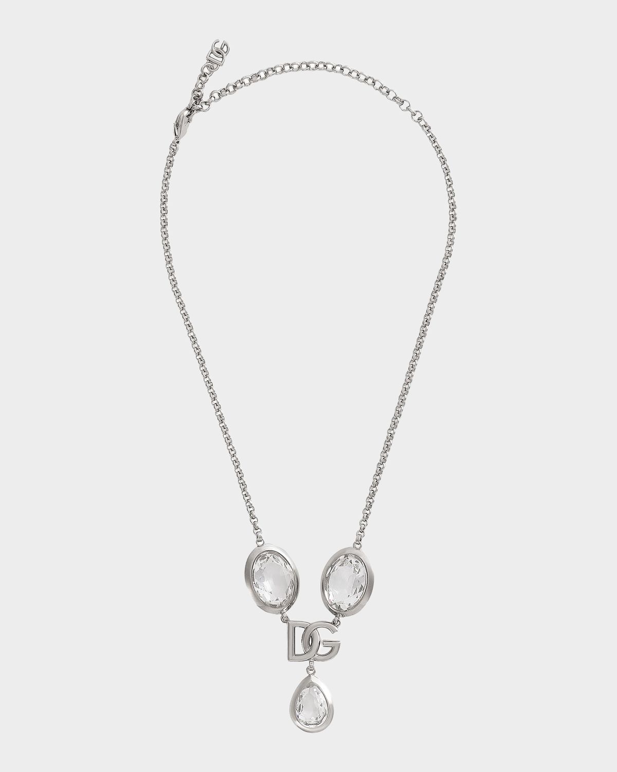 Dolce & Gabbana Silvertone & Crystal Logo Chain Necklace