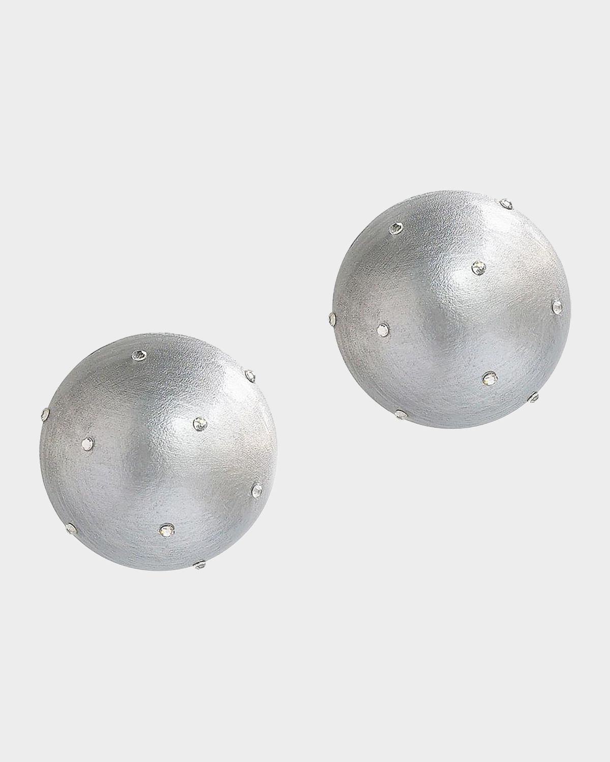 Saule Label Wood and Rhinestone Gaia Midi Stud Earrings with Platinum-Plated Posts