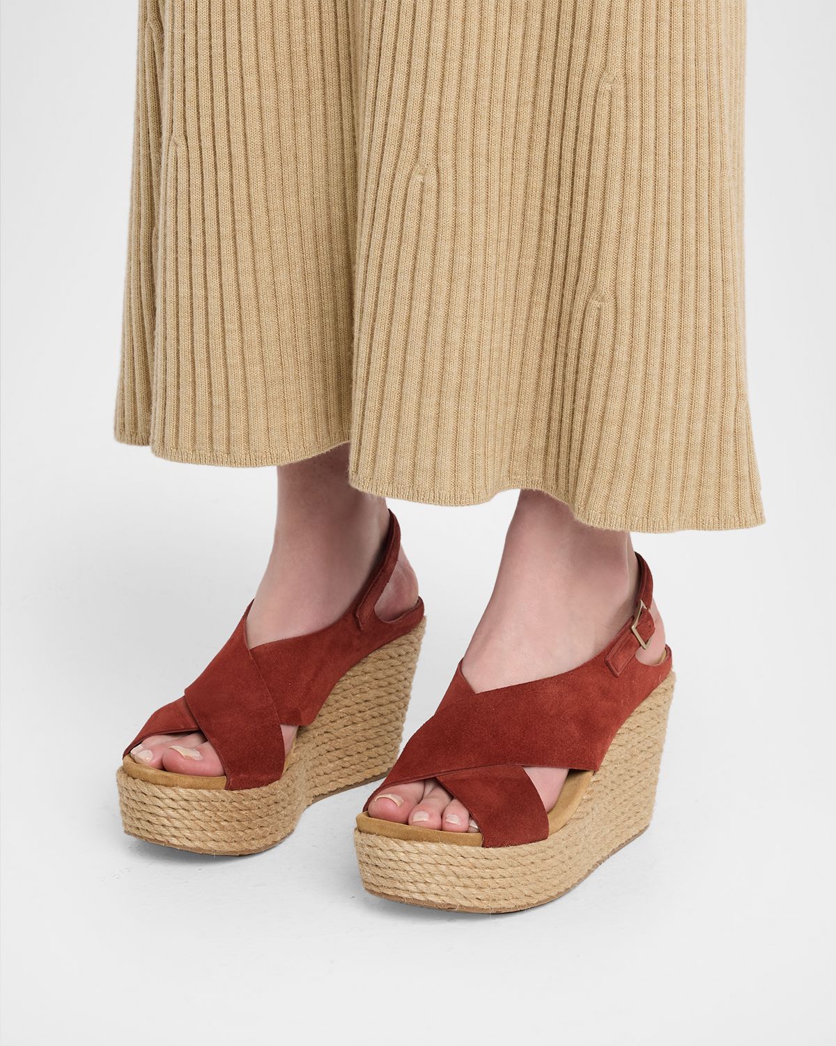 Pedro Garcia 85mm Donvina Suede Crisscross Wedge Espadrilles