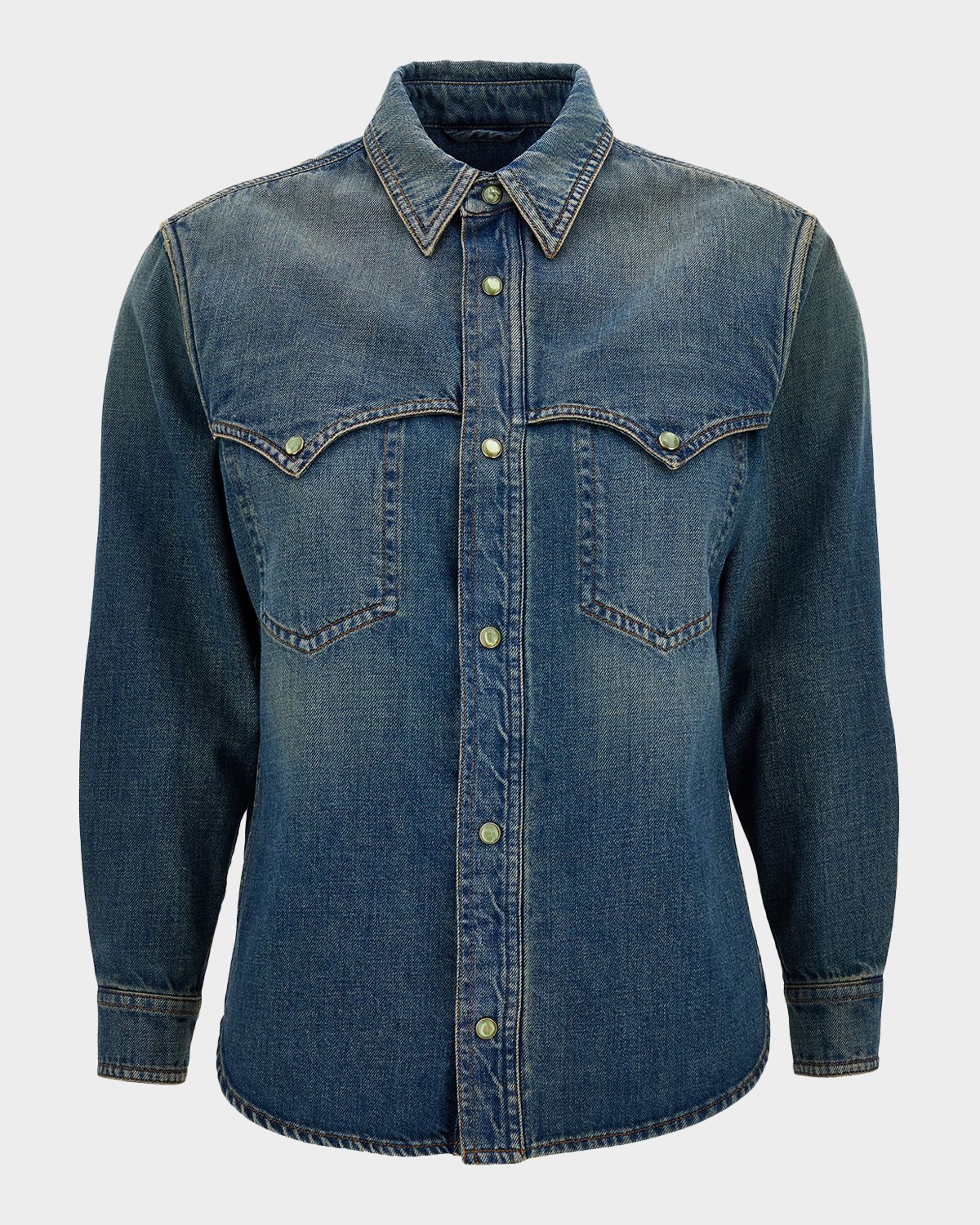 Versace Men 's Denim Snap-Front Western Shirt