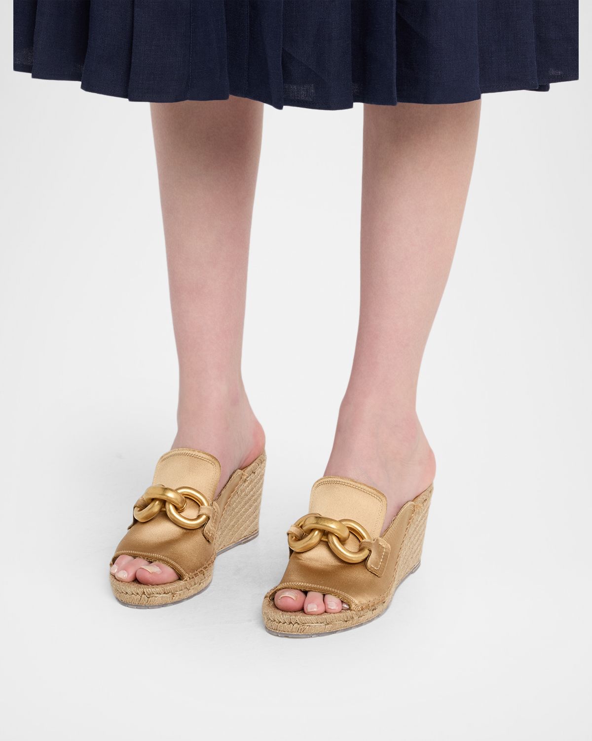 Pedro Garcia 85mm Oliveta Moore Moc Satin Wedge Espadrilles