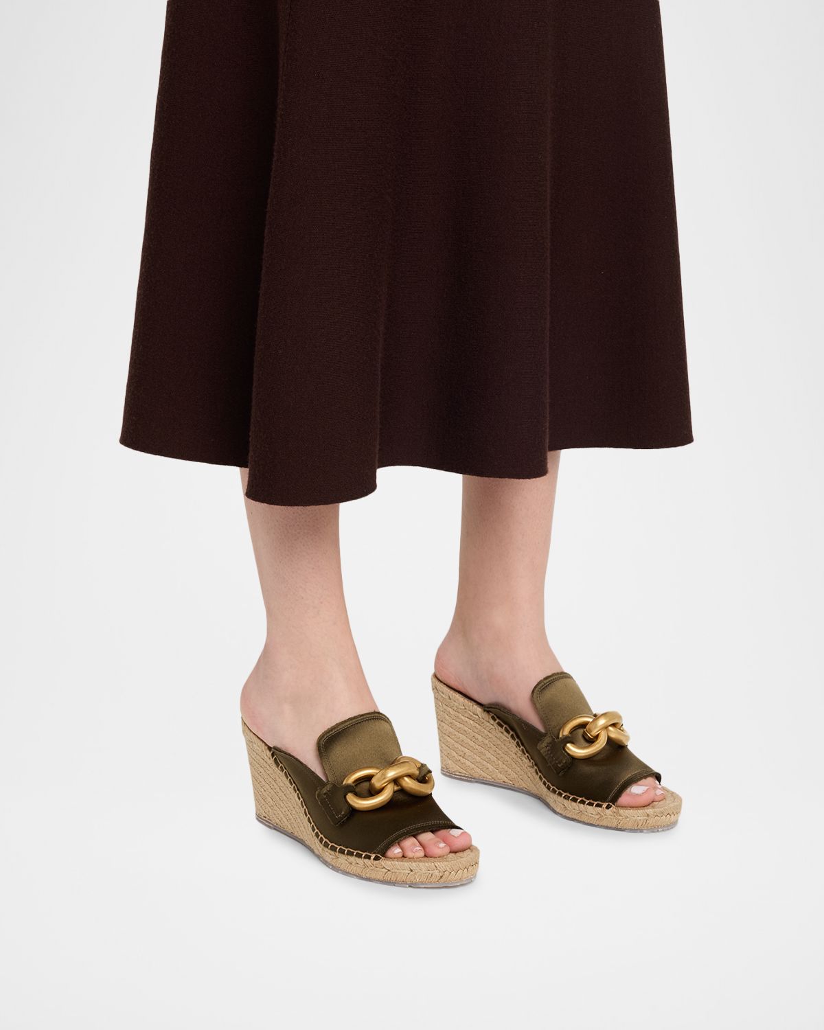 Pedro Garcia 85mm Oliveta Moore Moc Satin Wedge Espadrilles